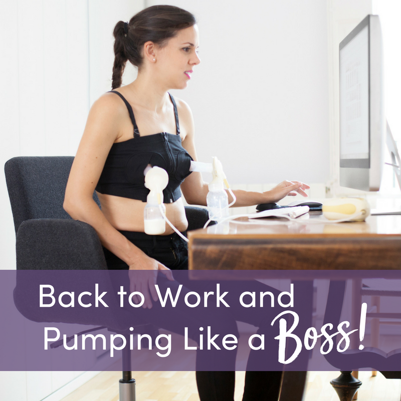 Mom at work with breast pump. Pumping milk while working.