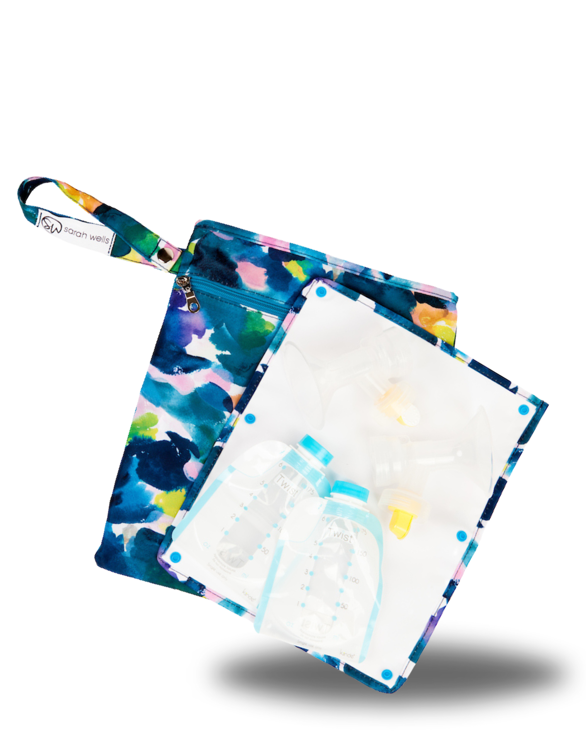 Sarah Wells Pumparoo Wet/Dry Bag – Compact Pump Parts Organizer with Waterproof Compartment & Staging Mat – Machine Washable