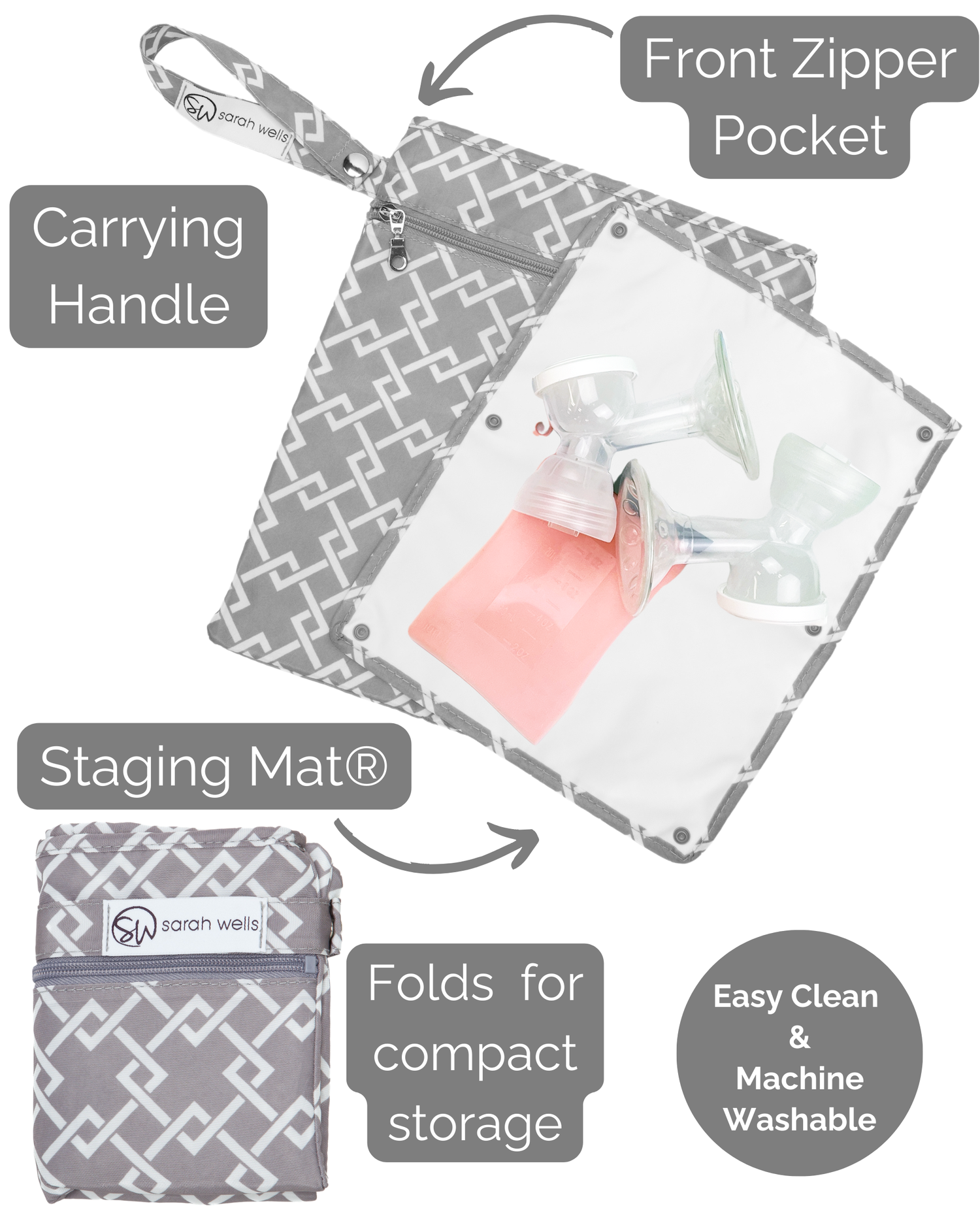 Pumparoo Wet/Dry Bag with Staging Mat® (Gray)