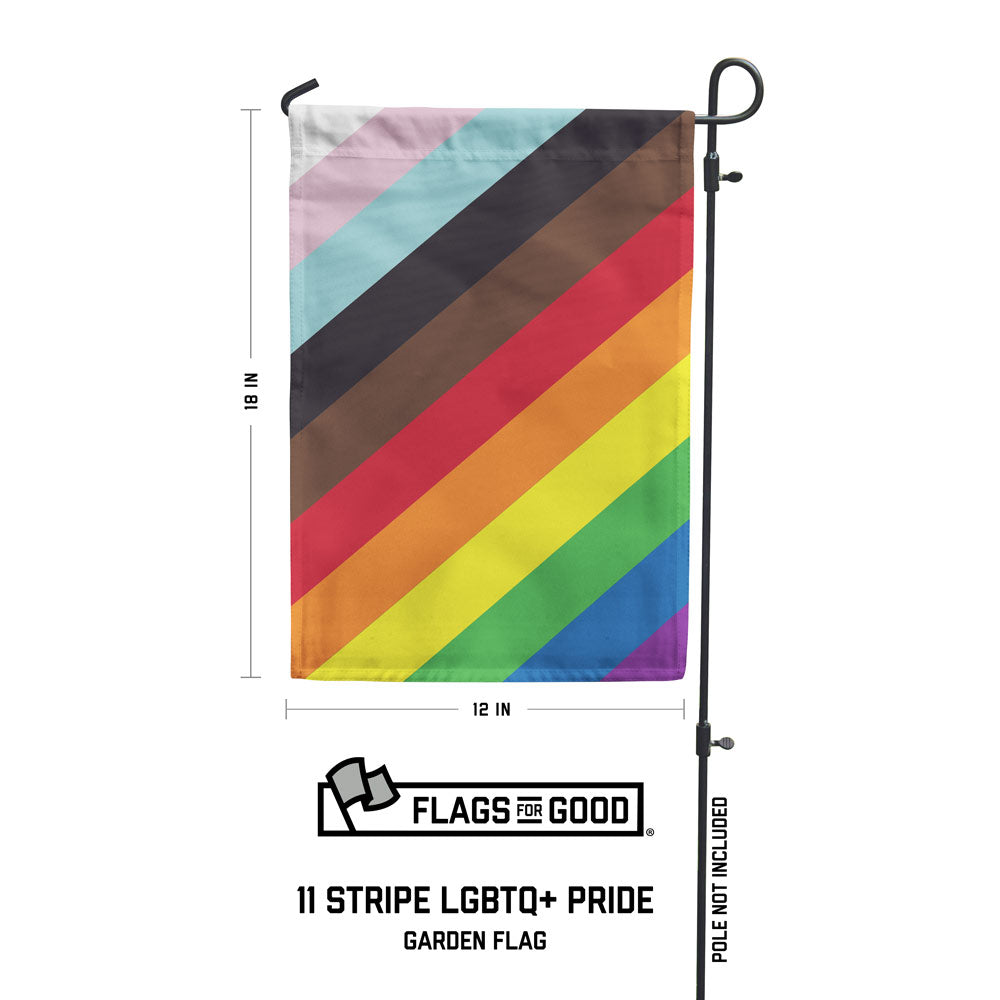 11 Stripe Diagonal Pride Garden Flag