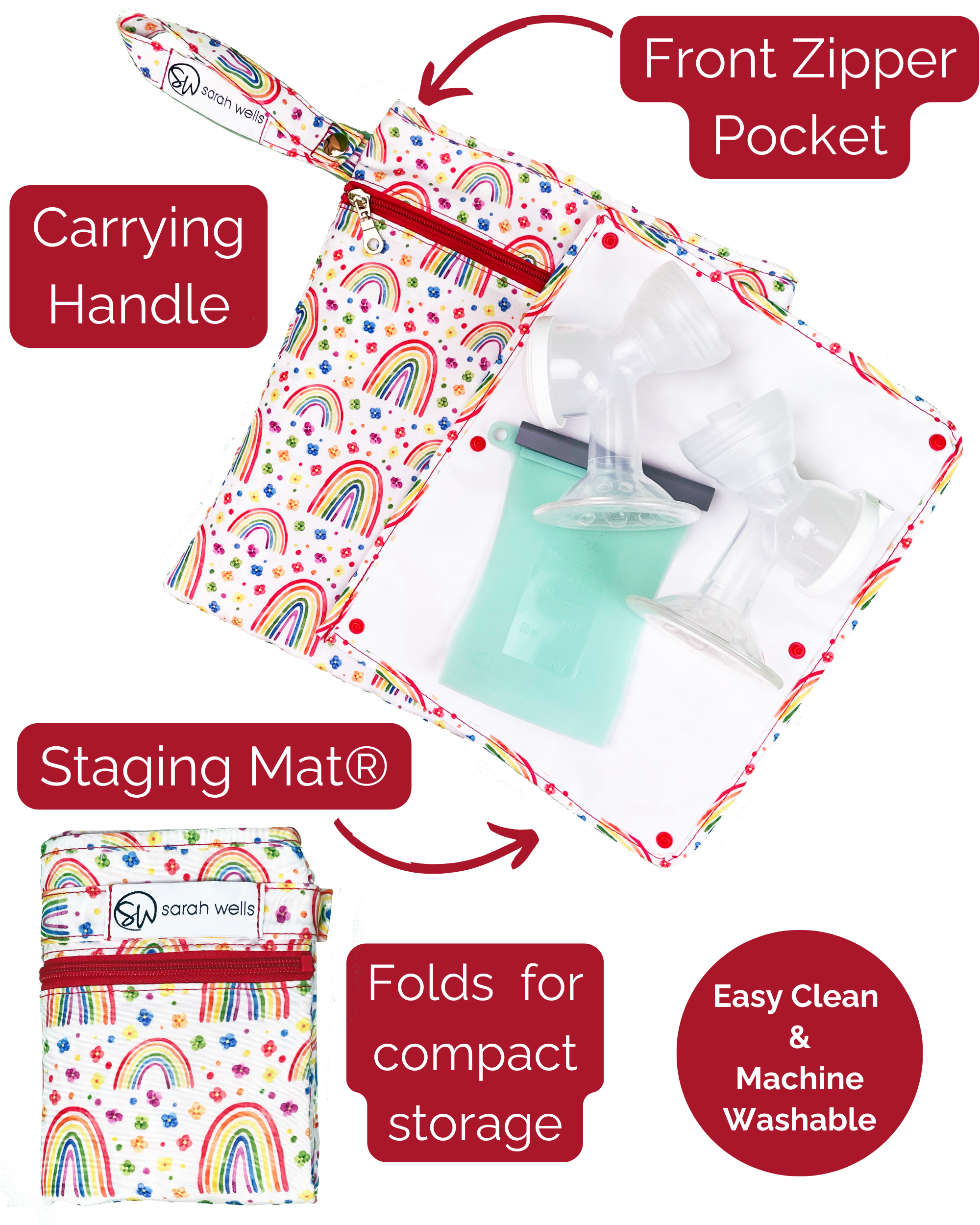 Pumparoo Wet/Dry Bag with Staging Mat® (Rainbows)