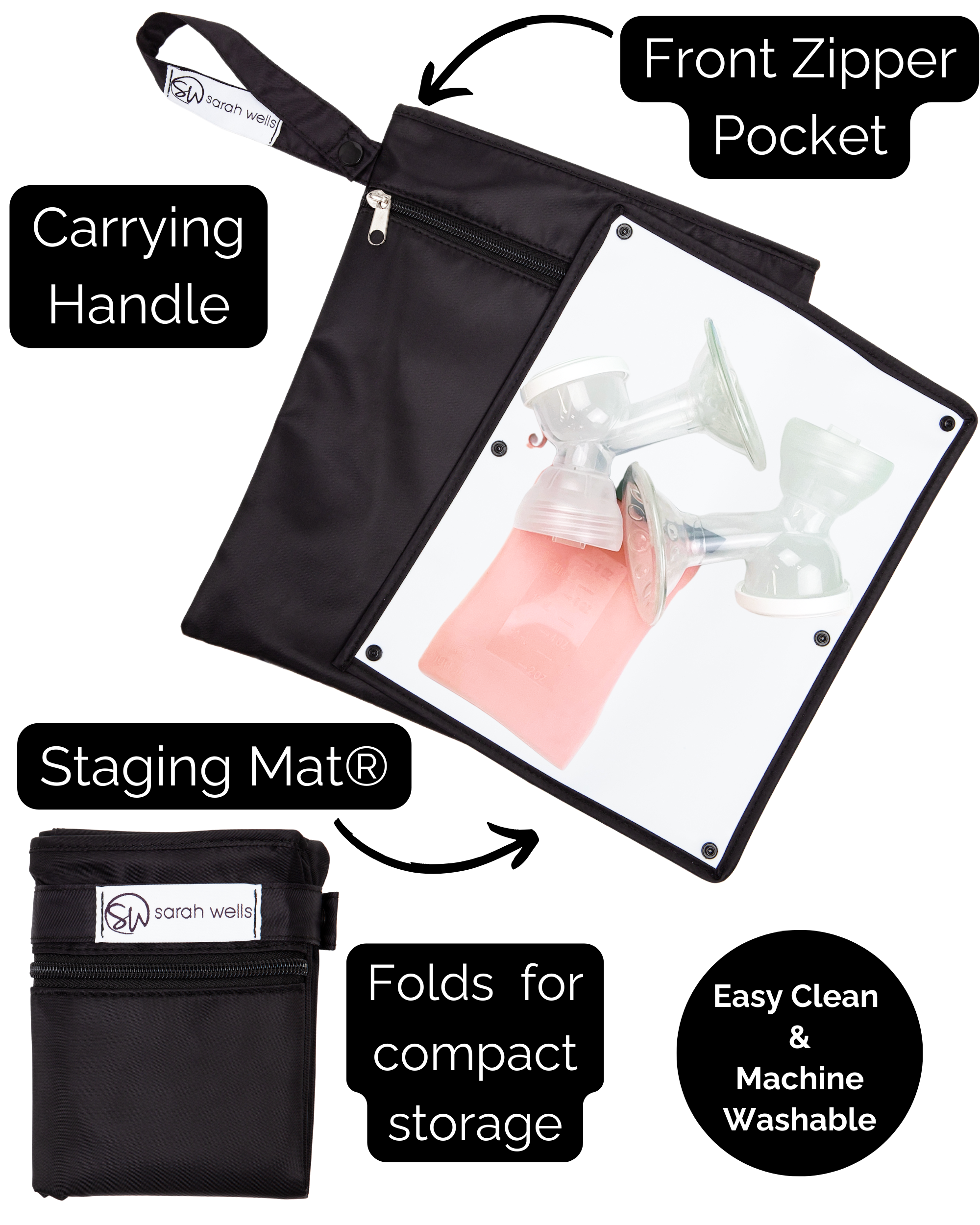 Pumparoo Wet/Dry Bag with Staging Mat® (Black)