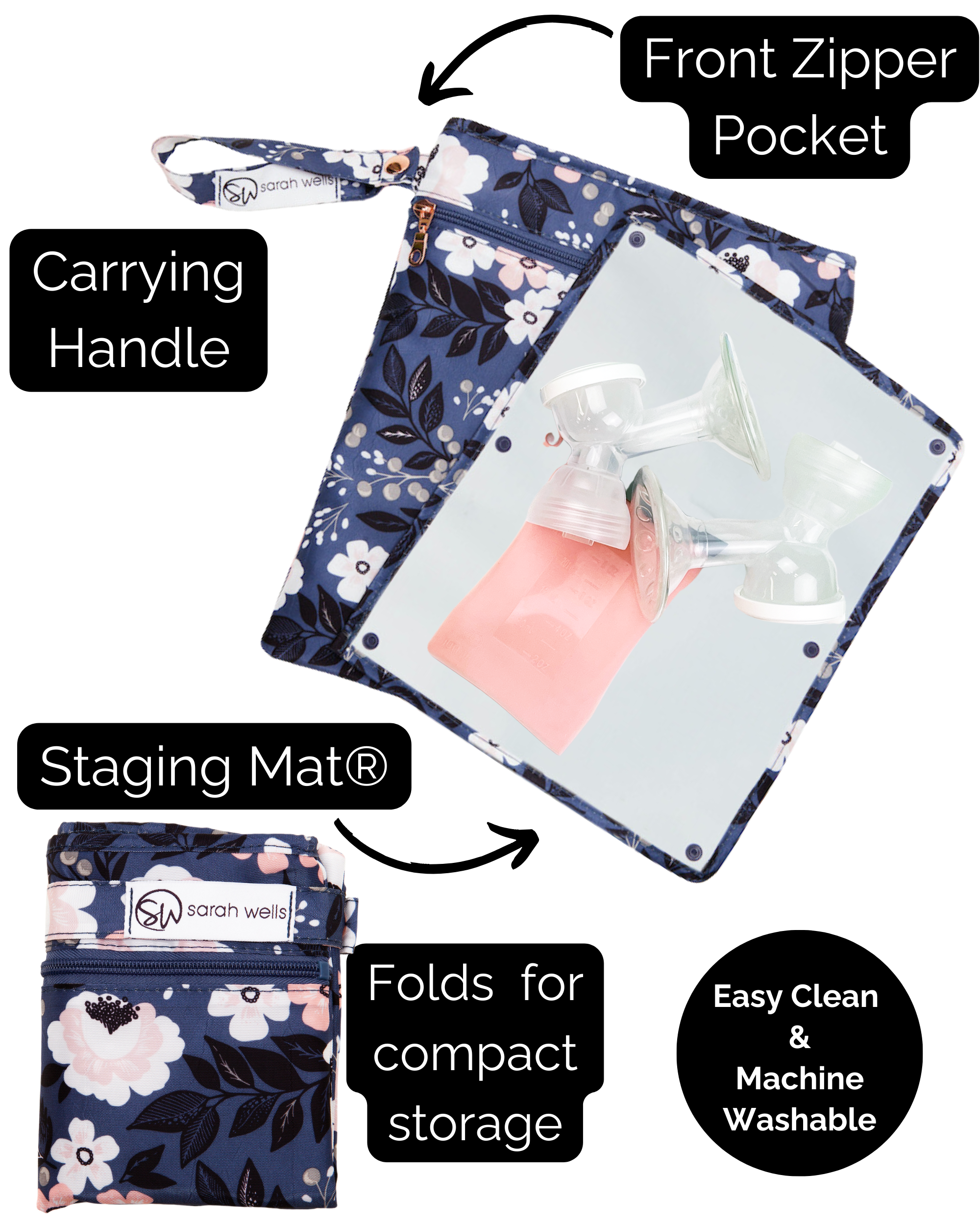 Pumparoo Wet/Dry Bag with Staging Mat® (Le Floral)