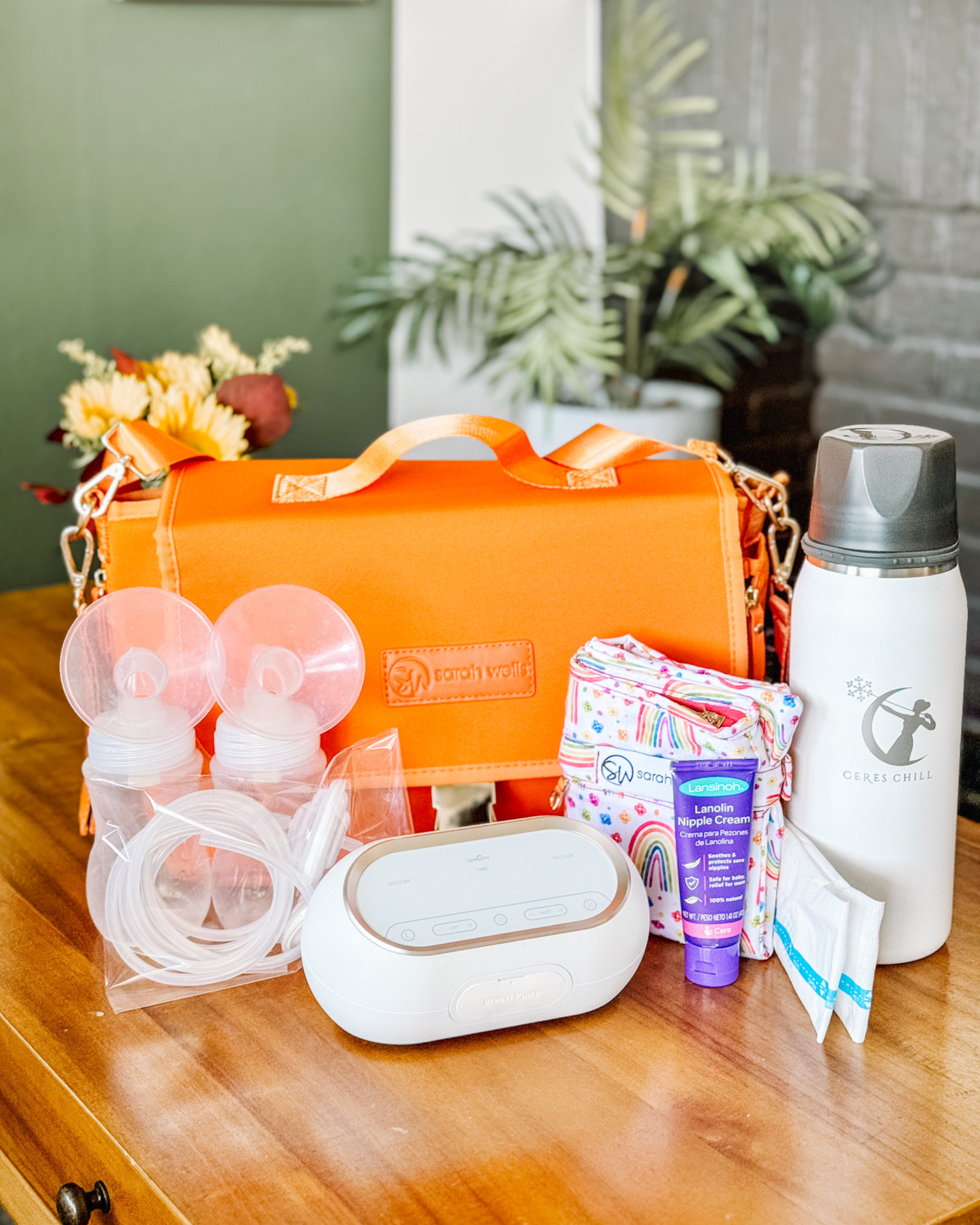 Maddy Stroller Caddy & Pump Bag (Orange)