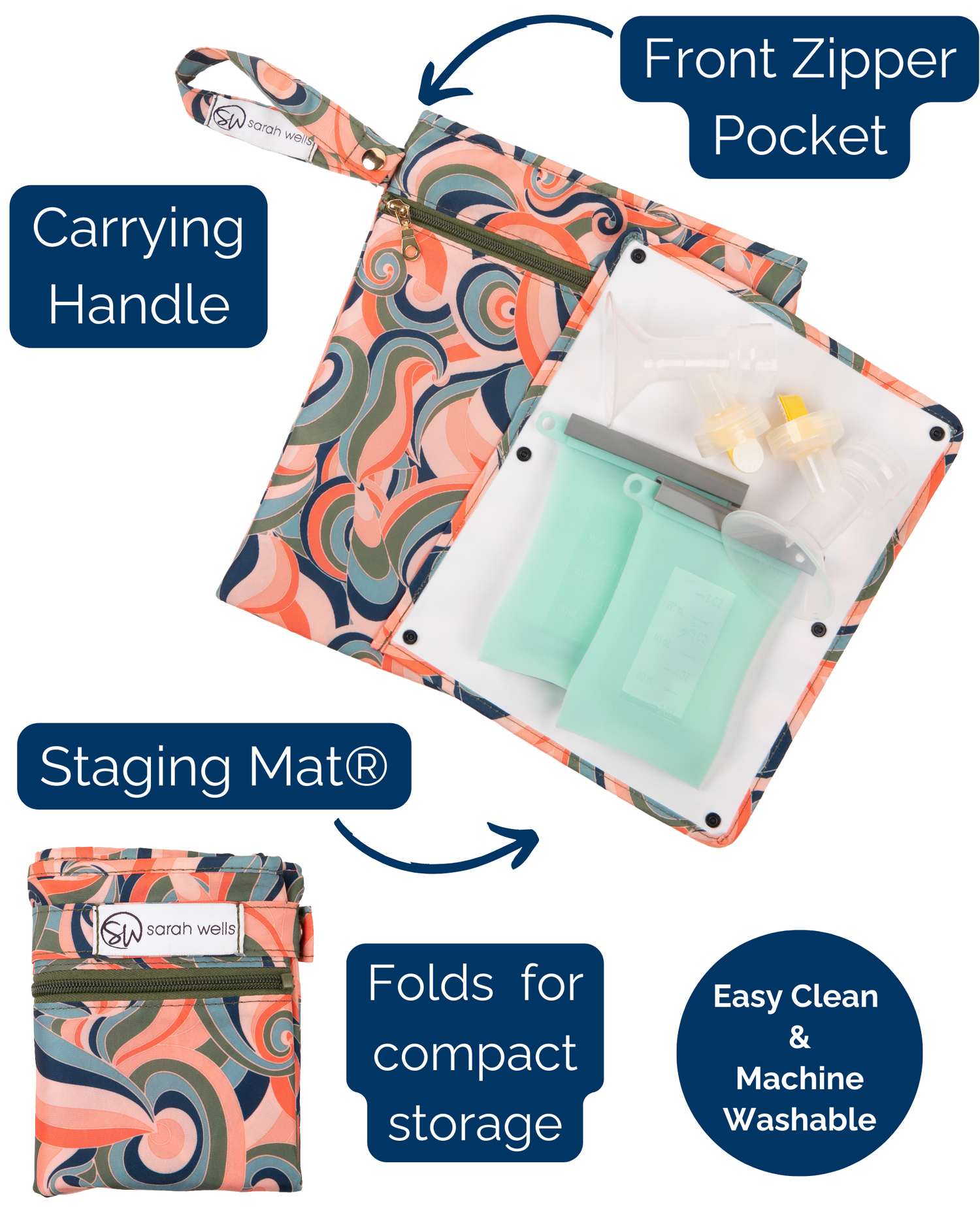 Pumparoo Wet/Dry Bag with Staging Mat® (Groovy)