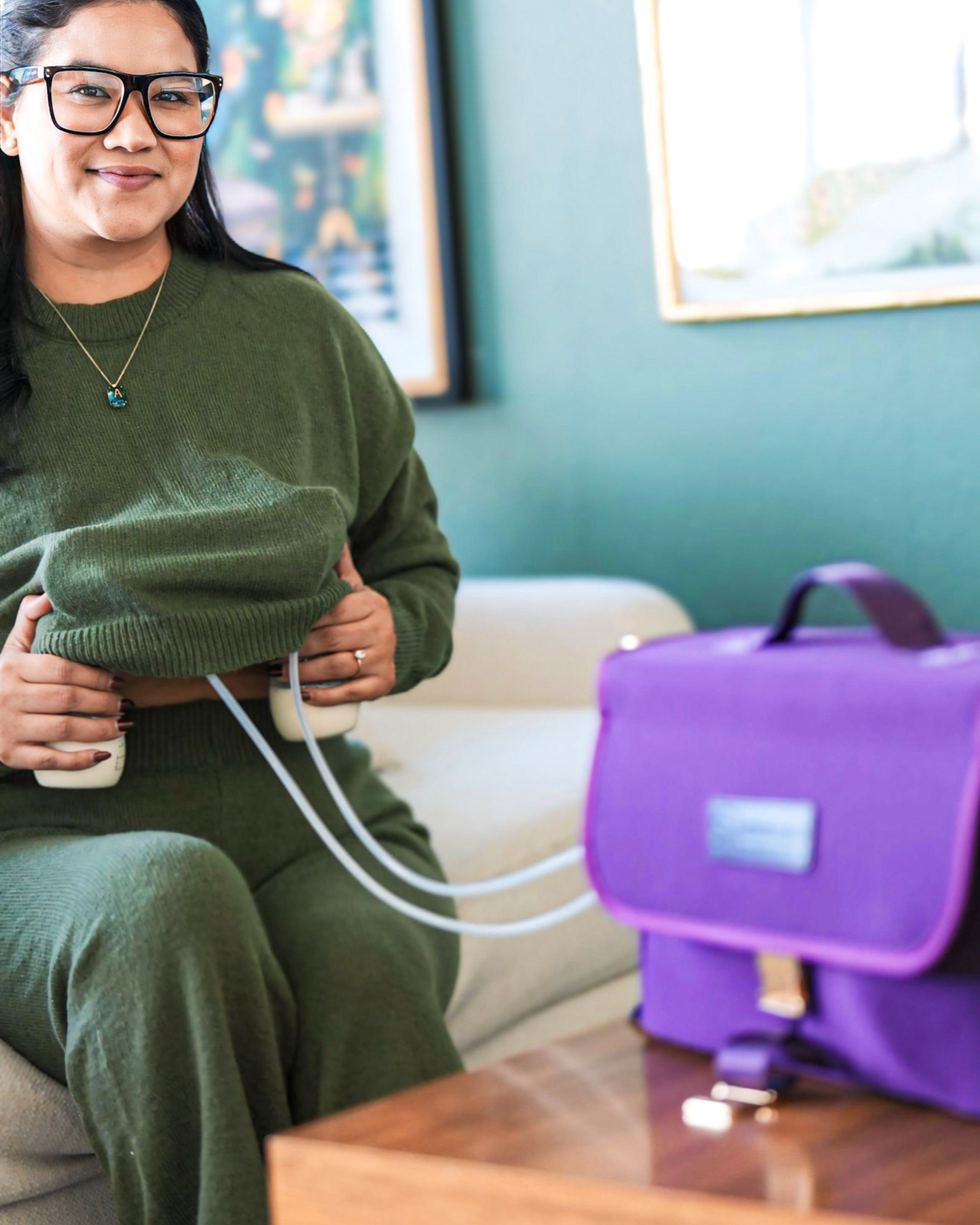 Maddy Stroller Caddy & Pump Bag (Purple)