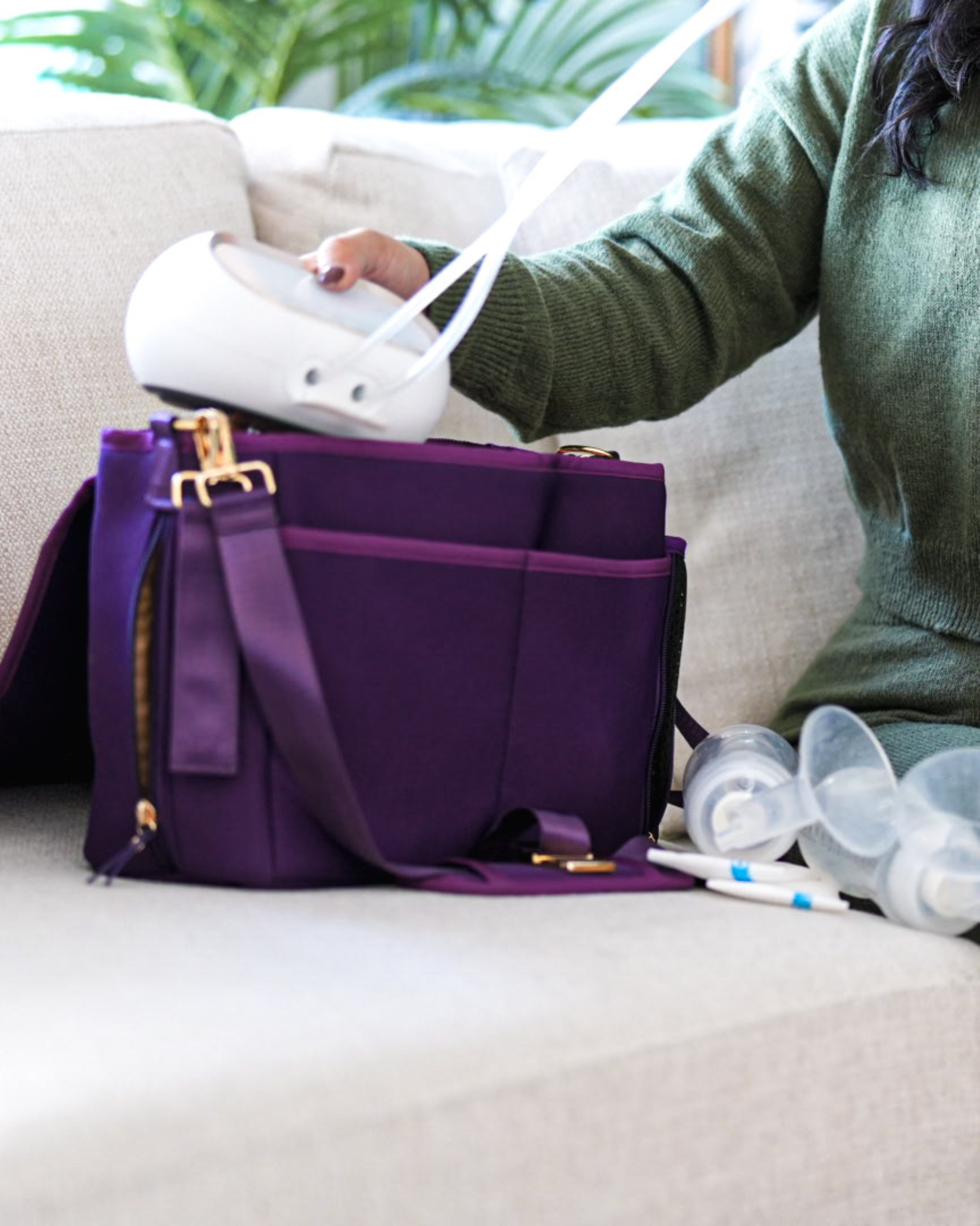 Maddy Stroller Caddy & Pump Bag (Purple)