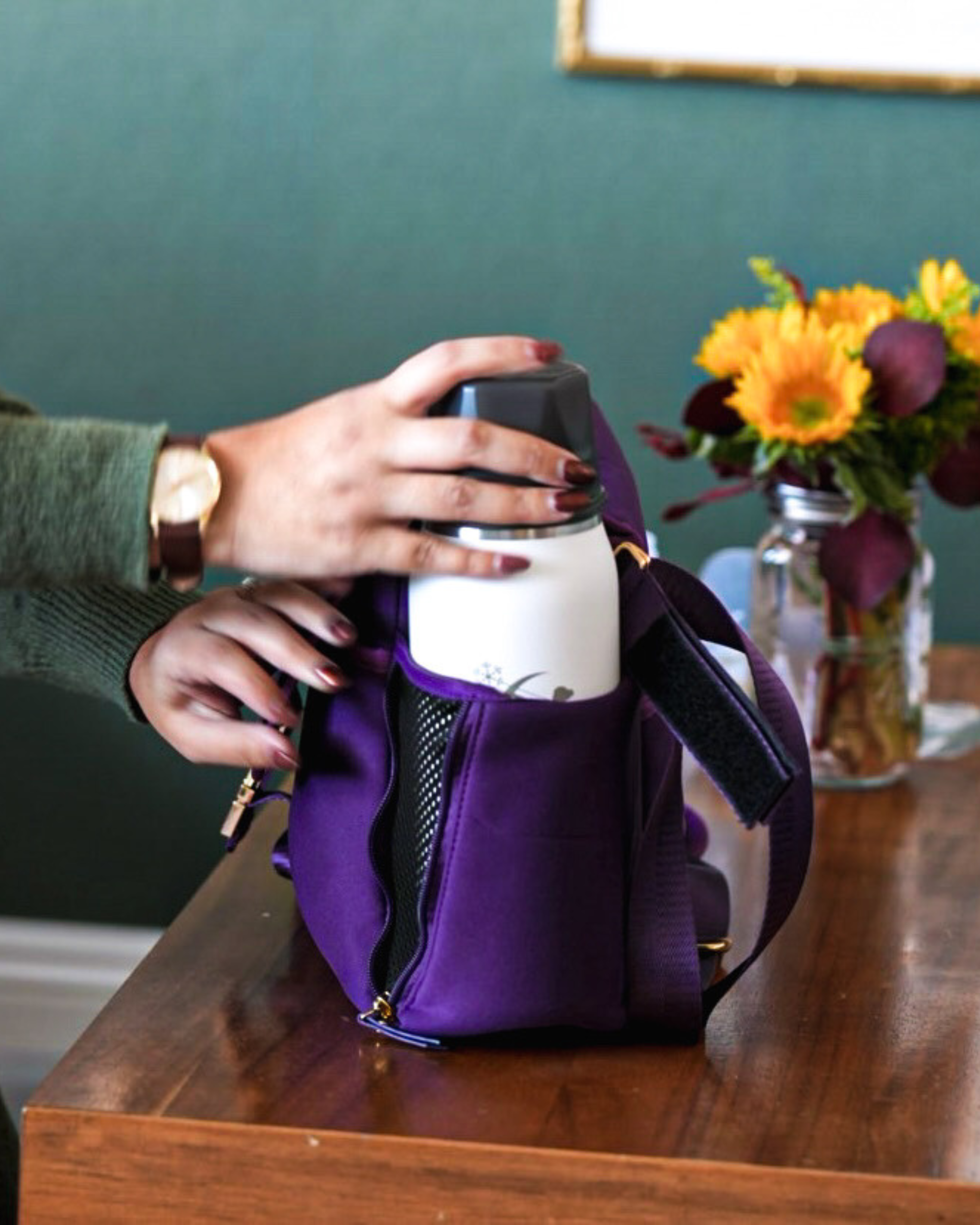 Maddy Stroller Caddy & Pump Bag (Purple)