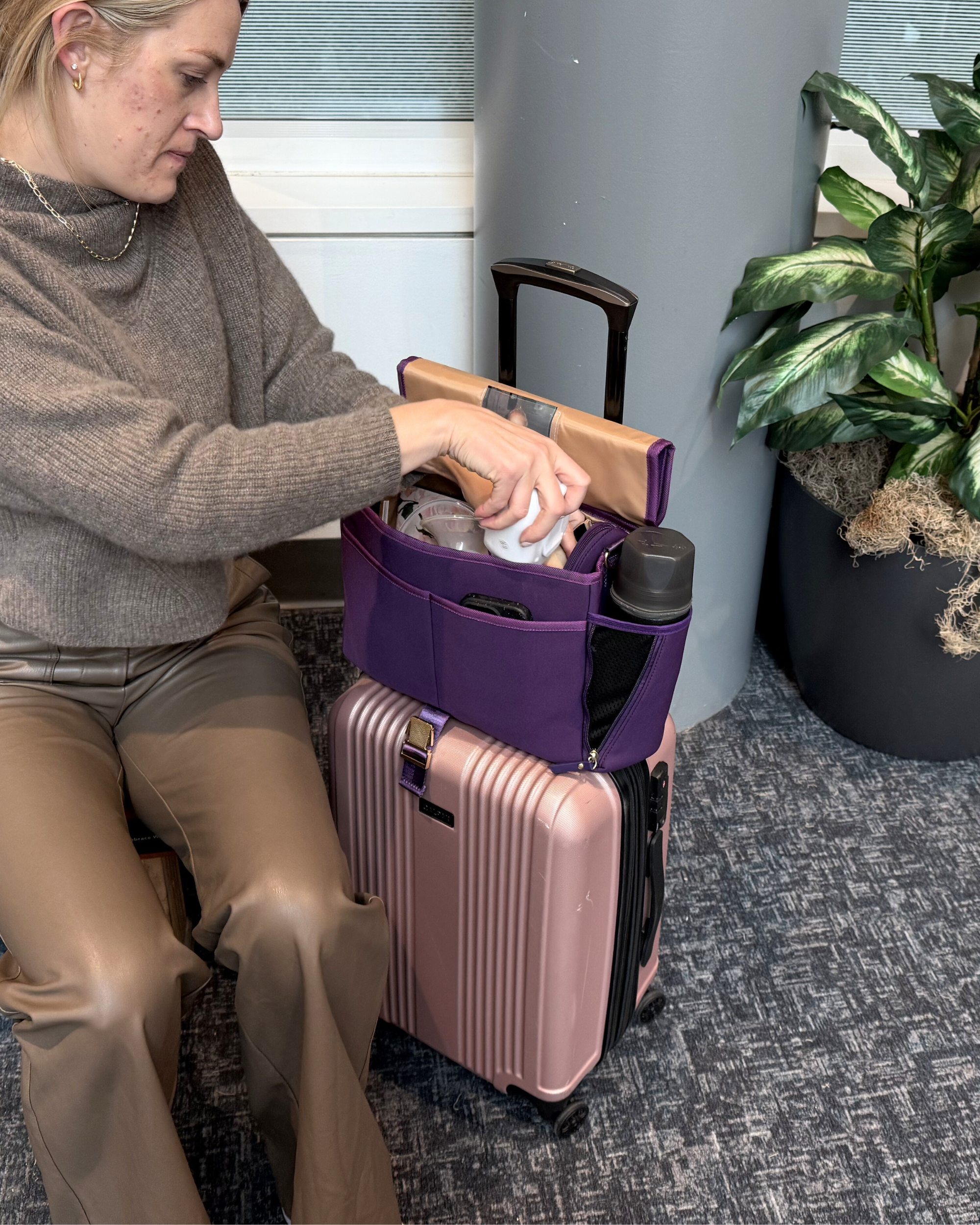 Maddy Stroller Caddy & Pump Bag (Purple)