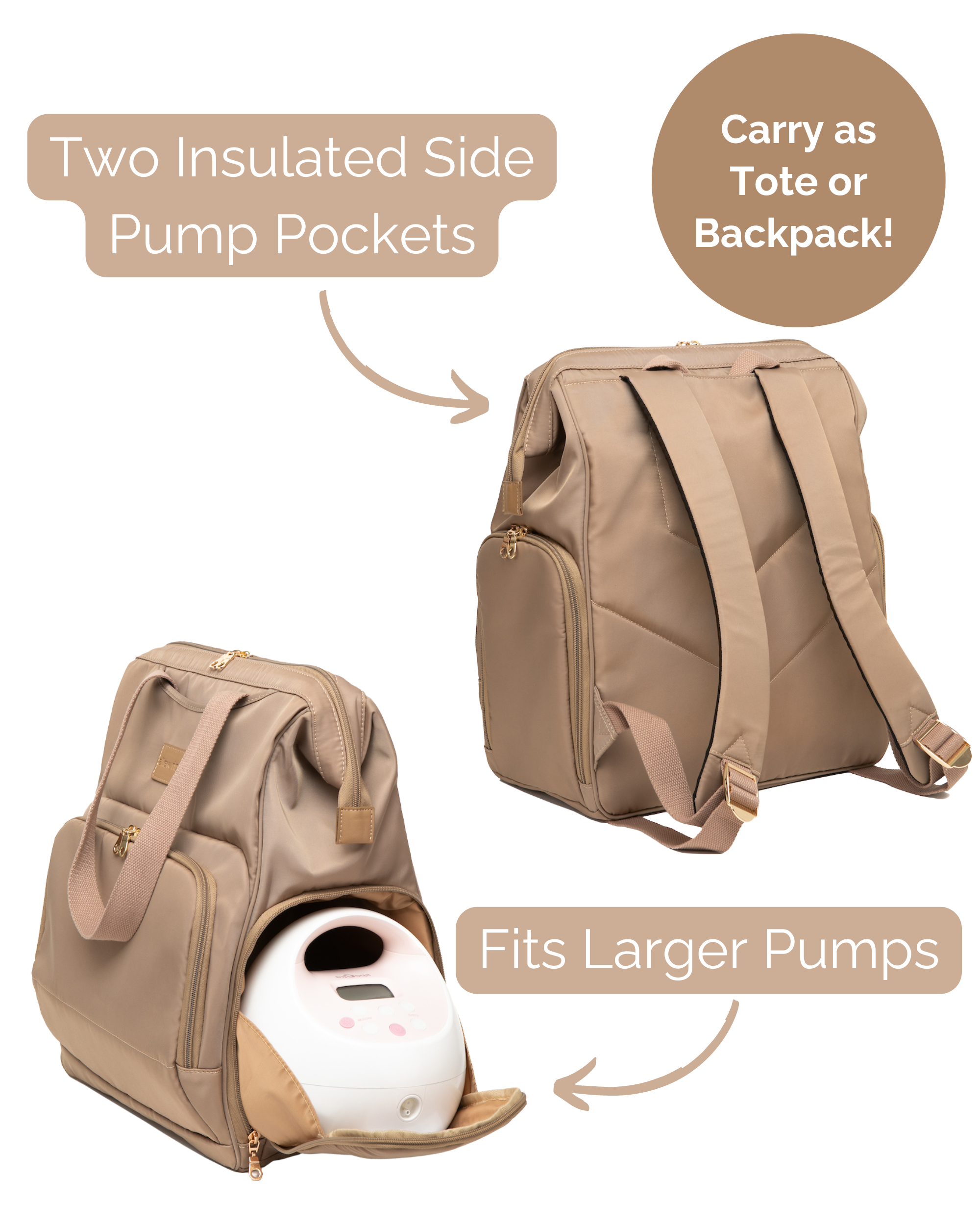 Norah Breast Pump Backpack (Latte)