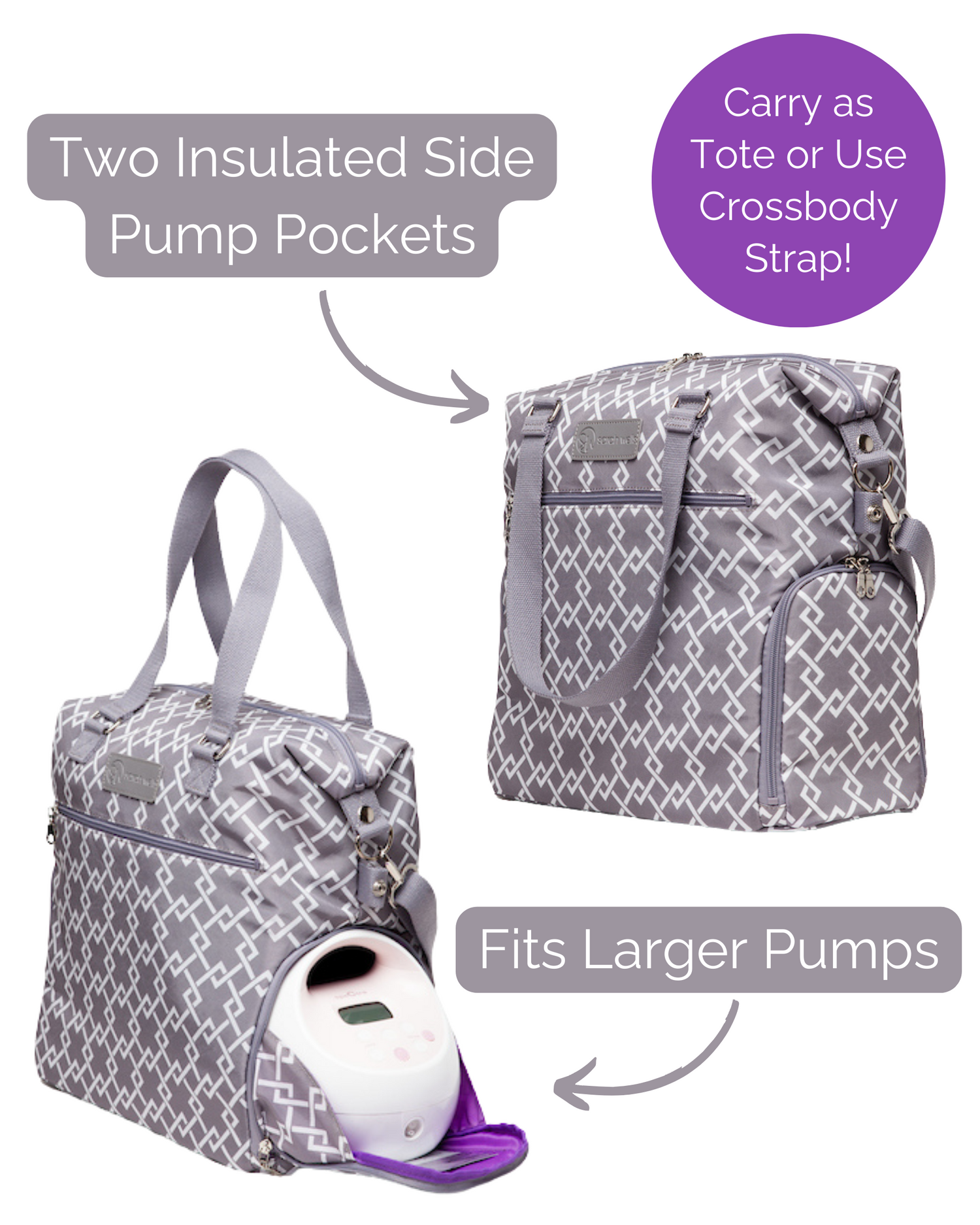 Lizzy Breast Pump Tote (Gray)