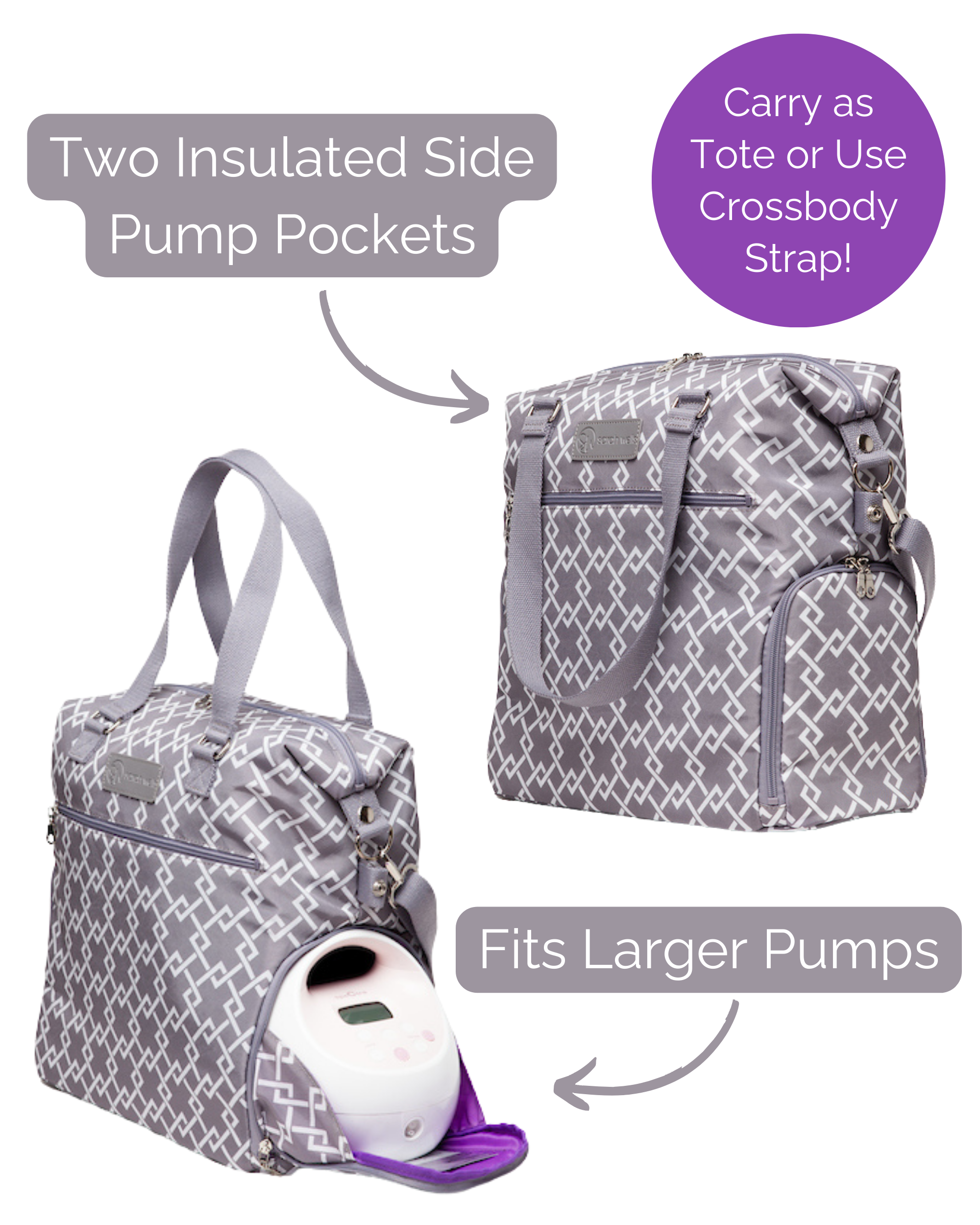 Lizzy Breast Pump Tote (Gray)