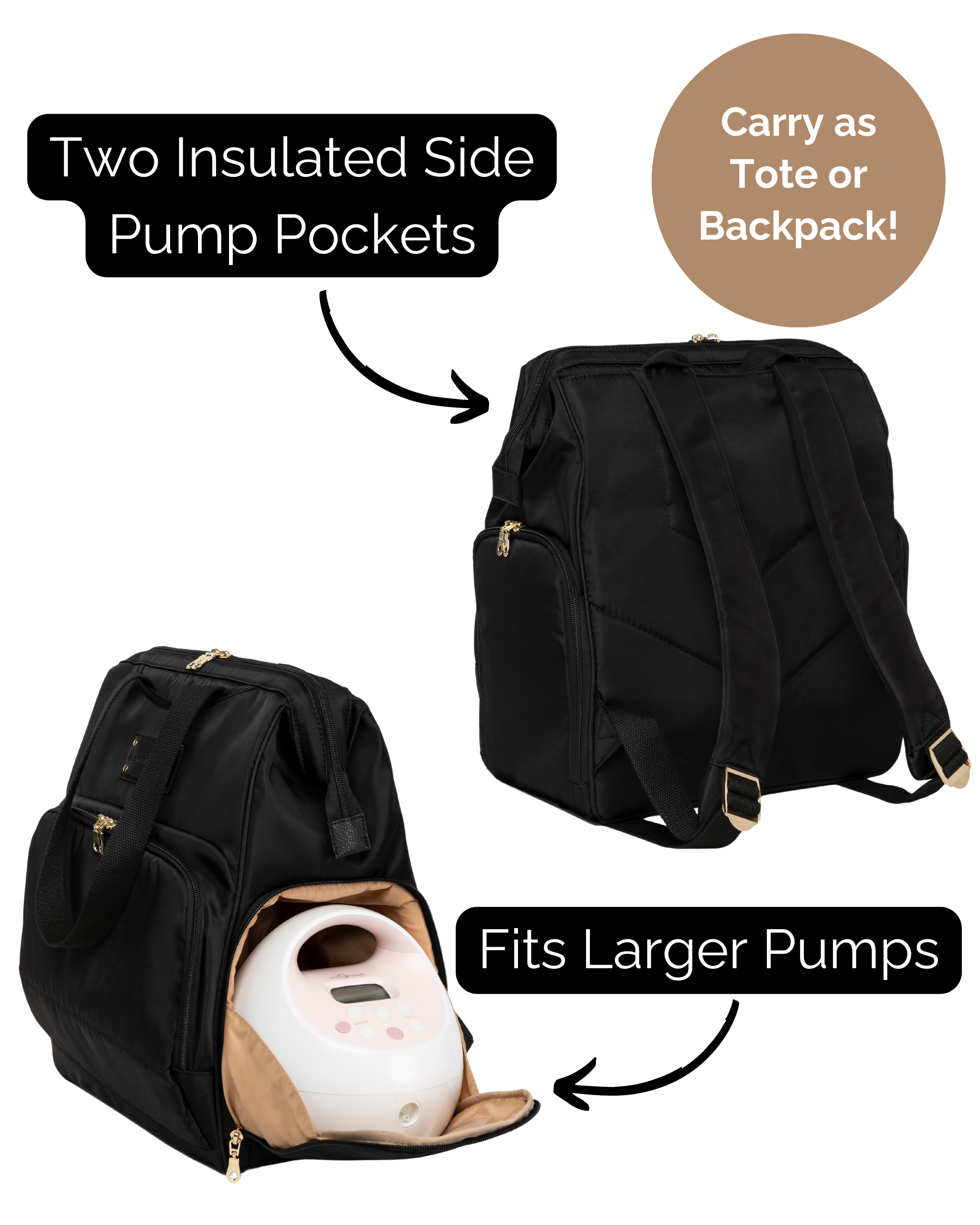 Norah Breast Pump Backpack (Black)
