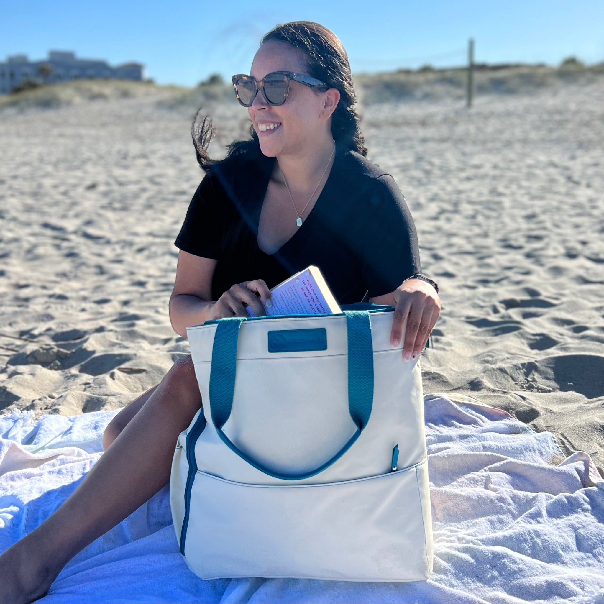 Austin Breast Pump Tote – Coated Canvas Bag with Insulated Pocket, Water Bottle Holder & Laptop Sleeve – Wipe-Clean for Everyday Use