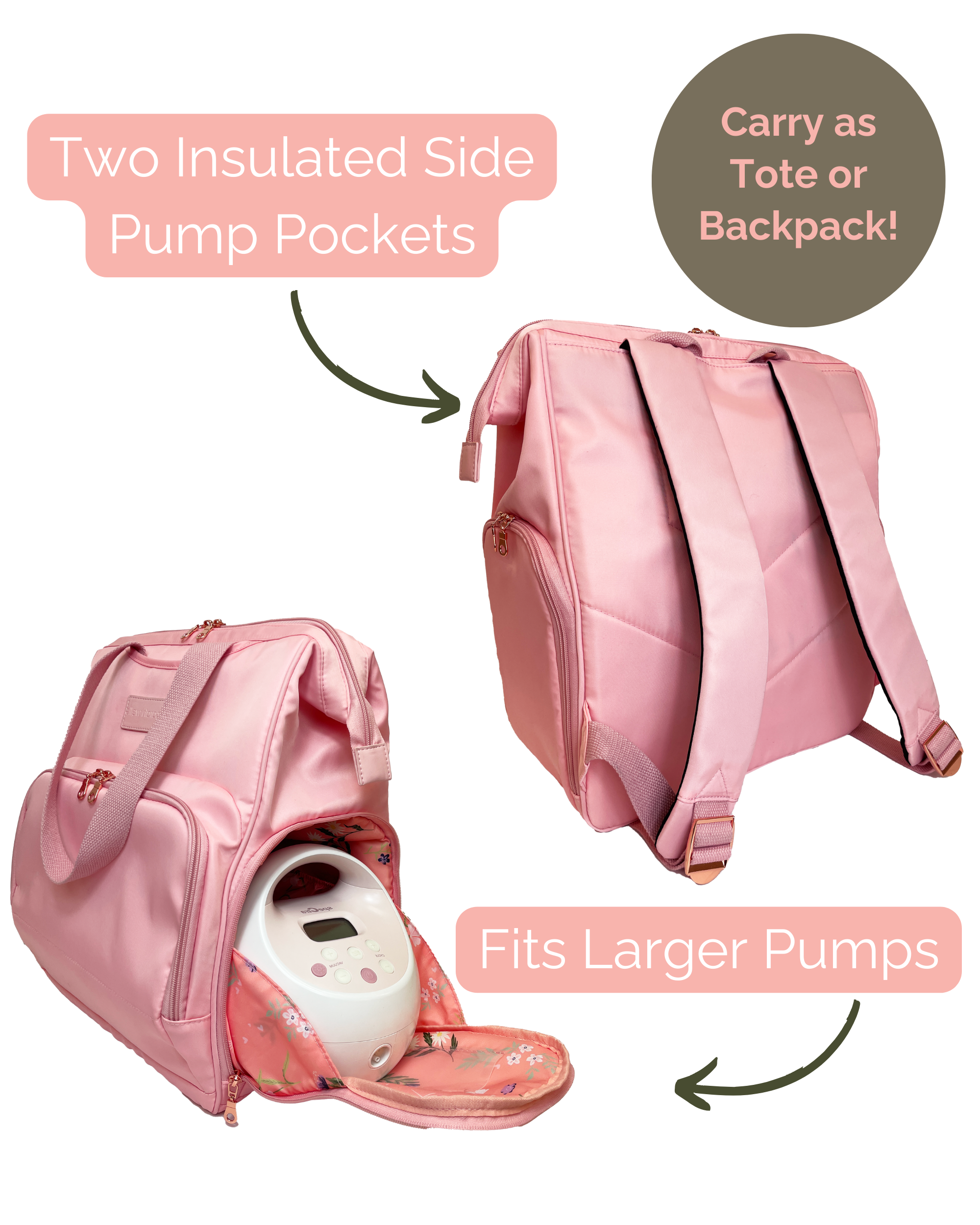 Norah Breast Pump Backpack (Light Pink)