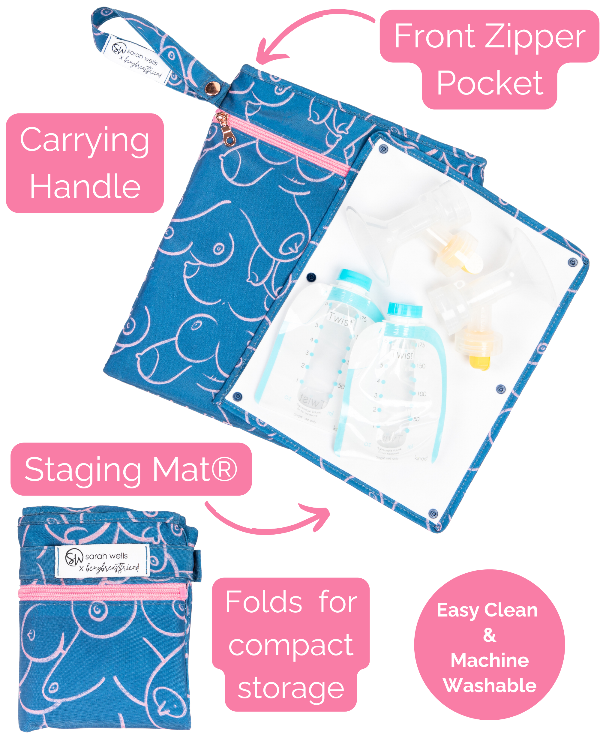 Pumparoo Wet/Dry Bag with Staging Mat® (Boob Bag) || Sarah Wells x bemybreastfriend