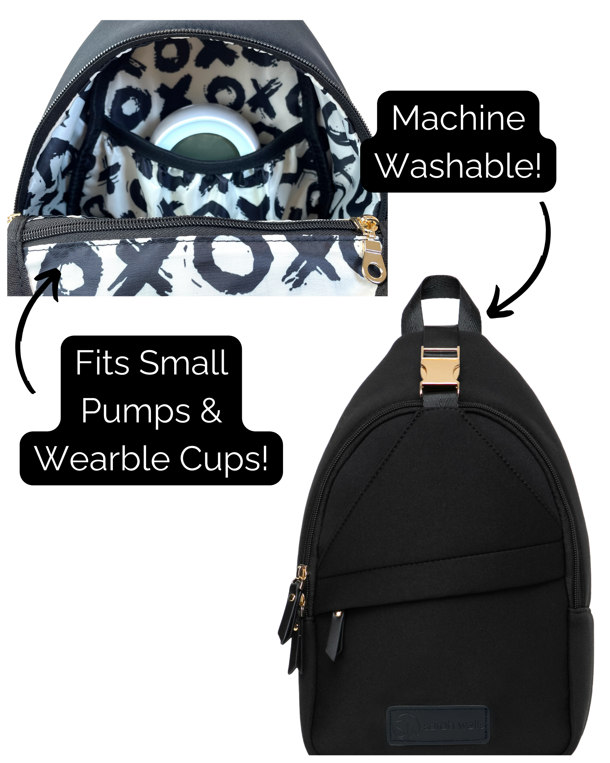 Allie Breast Pump Sling Bag (Black XOXO)