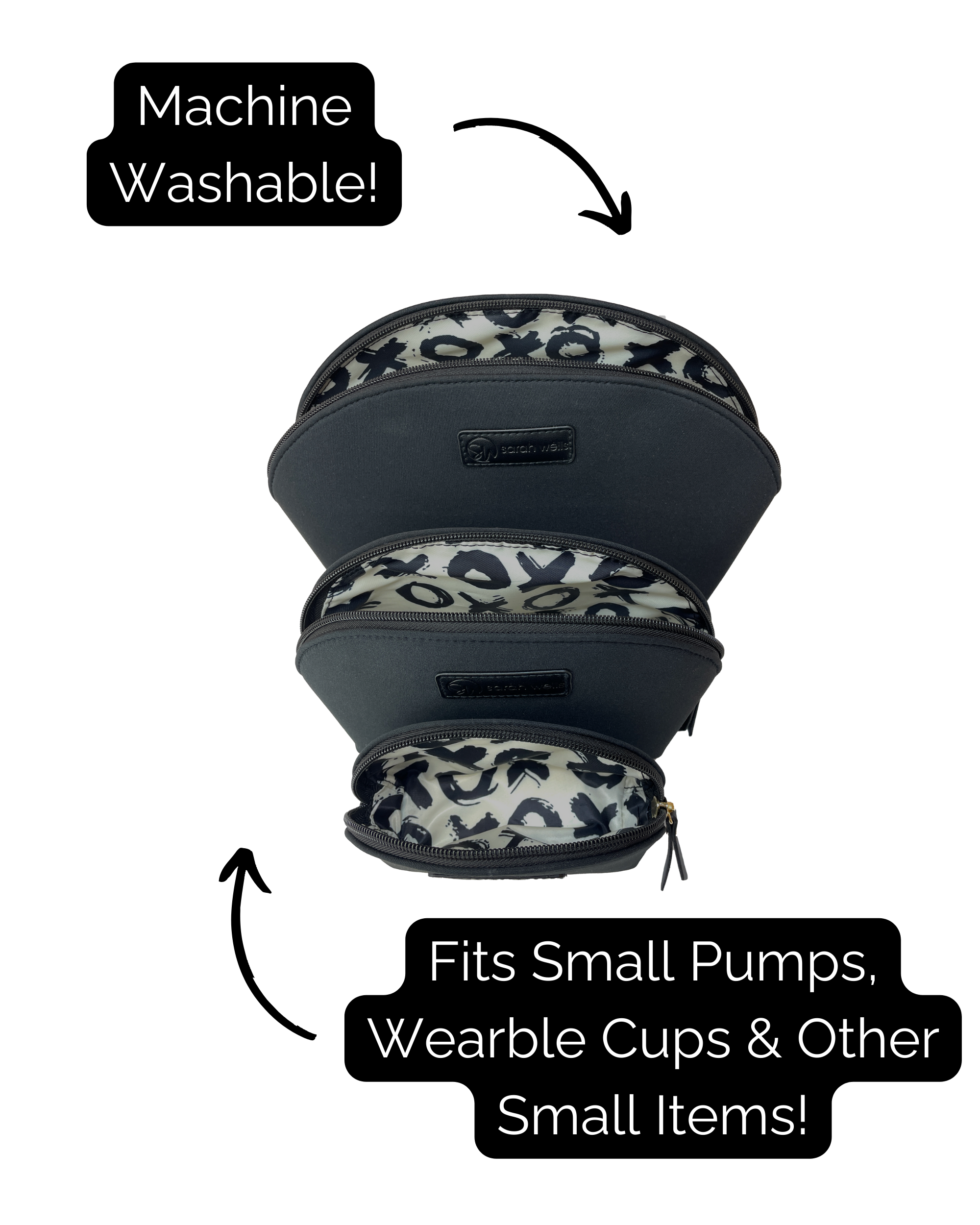 PackSWell Breast Pump Accessory Organizer Bags (Black)