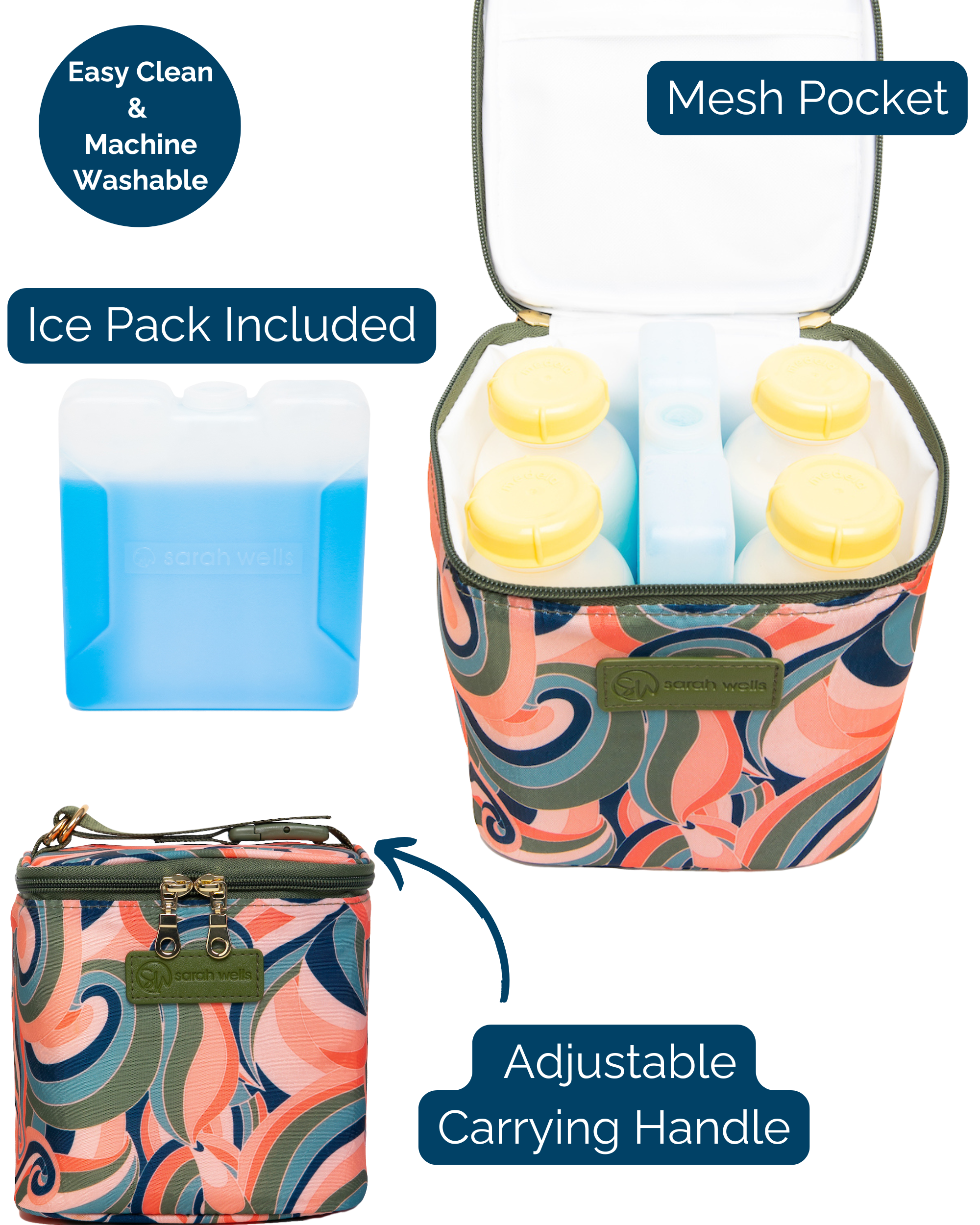 Cold Gold Breastmilk Cooler Bag (Ice Pack Included) (Groovy)
