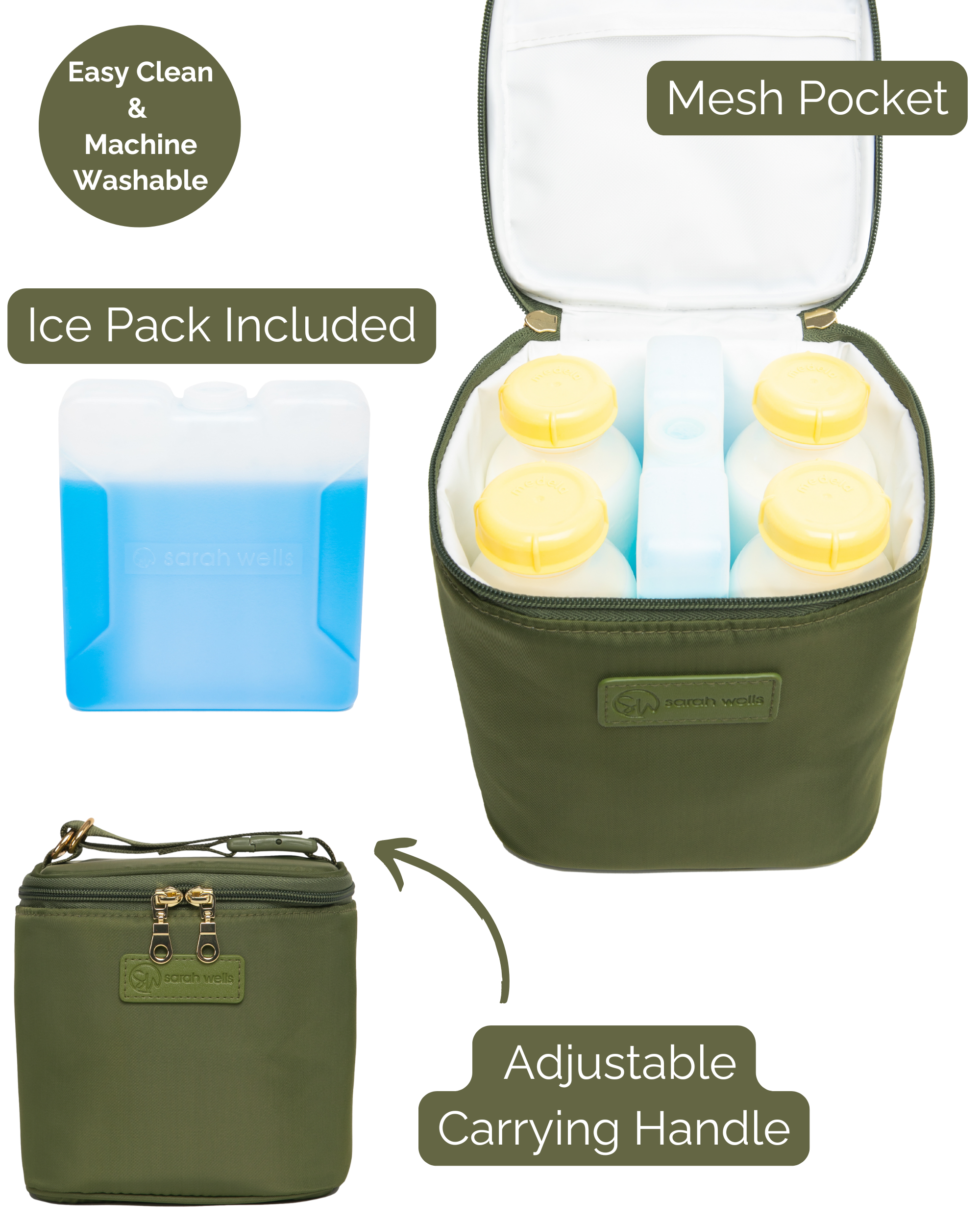 Cold Gold Breastmilk Cooler Bag (Ice Pack Included) (Olive)