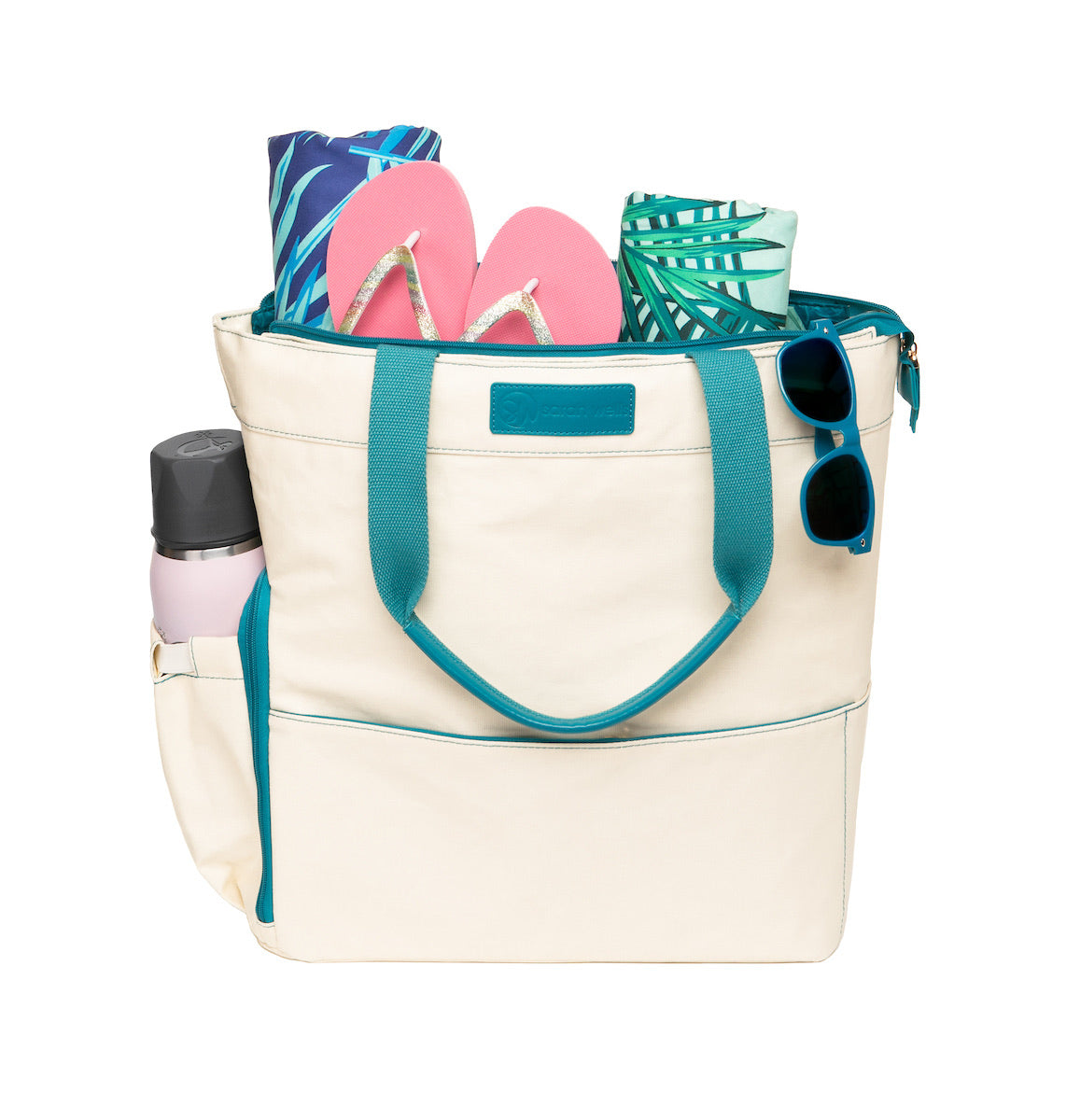 Austin Breast Pump Tote – Coated Canvas Bag with Insulated Pocket, Water Bottle Holder & Laptop Sleeve – Wipe-Clean for Everyday Use