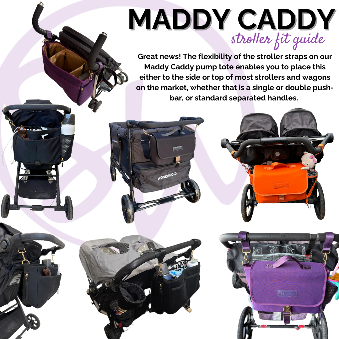 Maddy Stroller Caddy & Pump Bag (Purple)