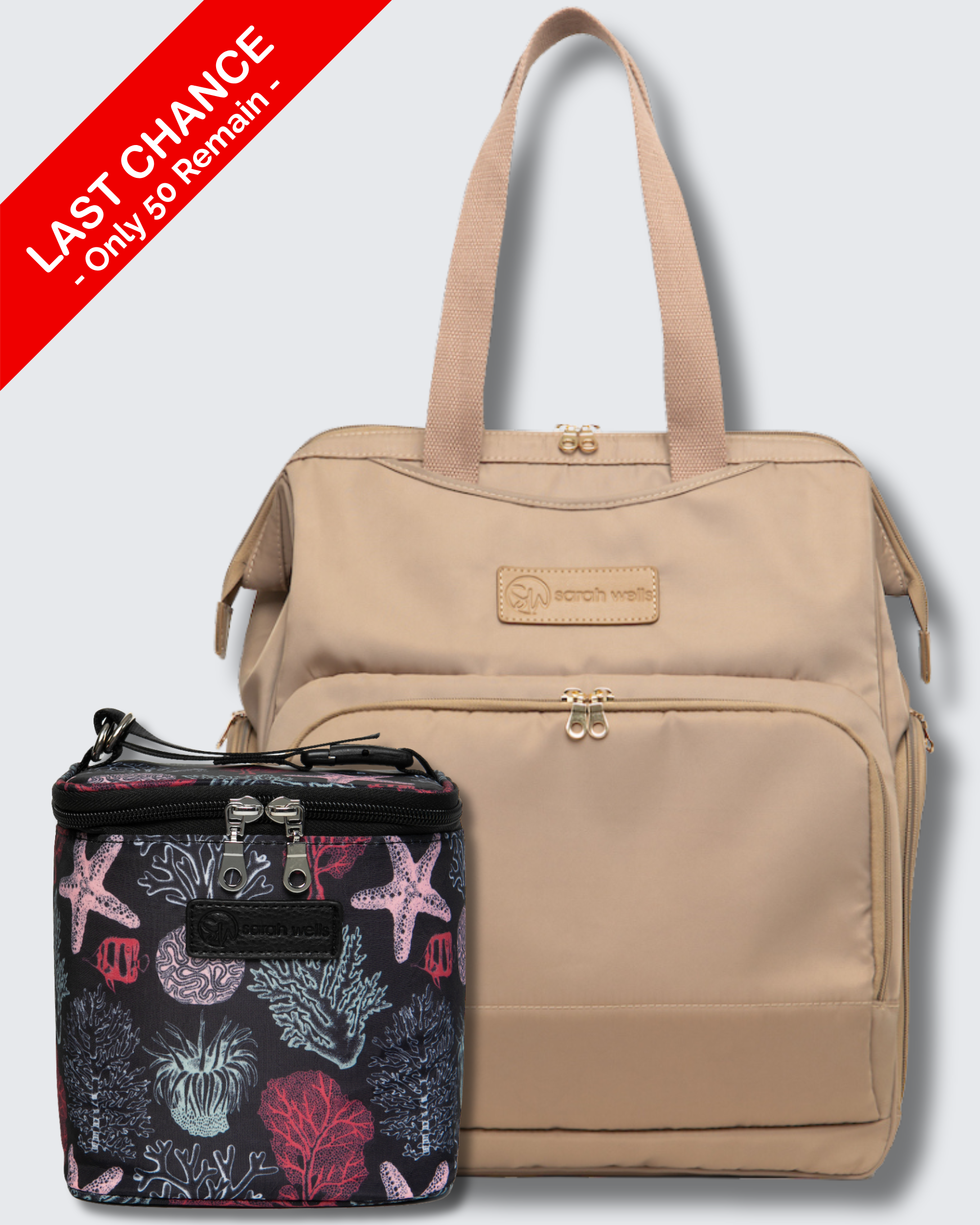 Norah Breast Pump Backpack (Latte) & Cold Gold Breastmilk Cooler Bag Ice Pack Included (Ocean)