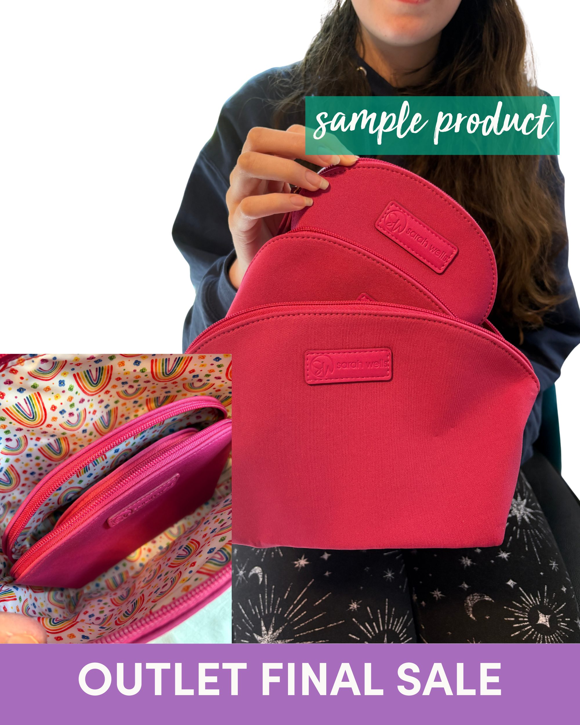 OUTLET PackSWell Organizer Bags (Berry Pink with Rainbow Lining)