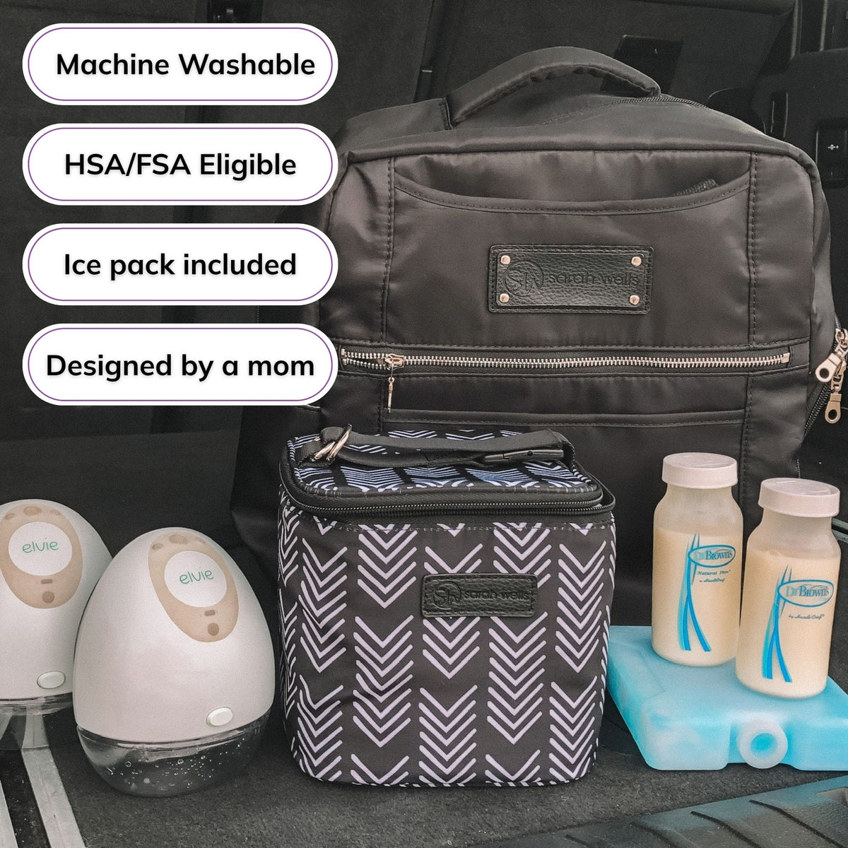 Sarah Wells Cold Gold Breastmilk Cooler – Insulated Milk Storage & Ice Pack – Machine Washable for Moms