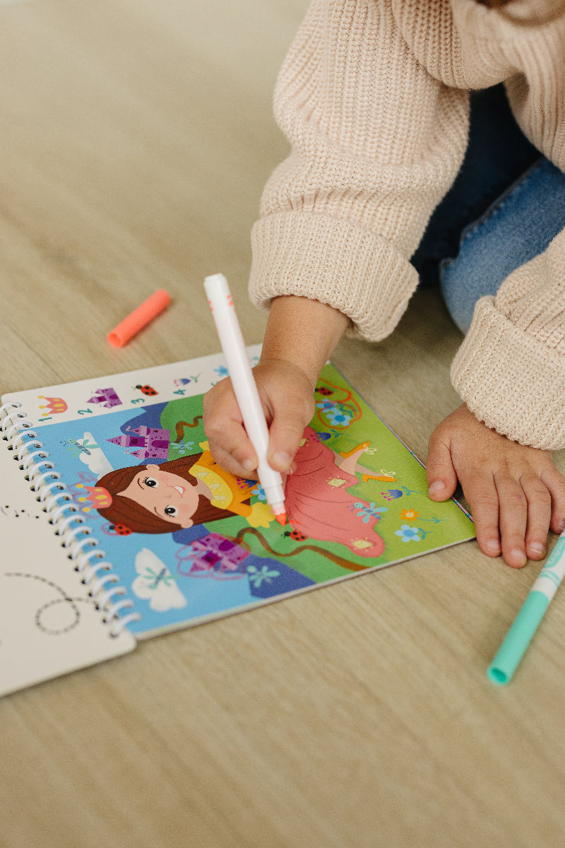 Small 7" Dry Erase Activity Book (incl. 2 Washable Markers & Reusable Stickers)