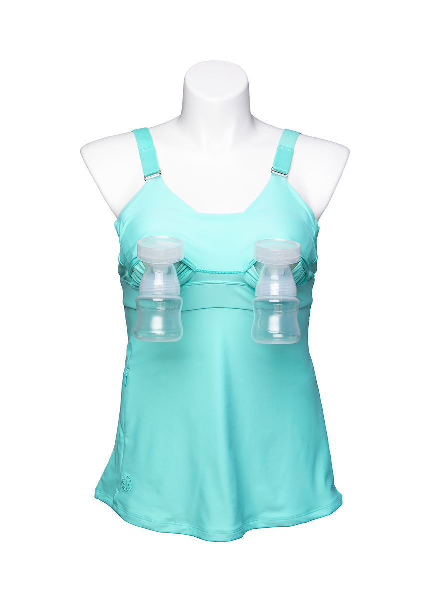 Breast Pump Strap Hands-Free Pumping & Nursing Bra in Turquoise