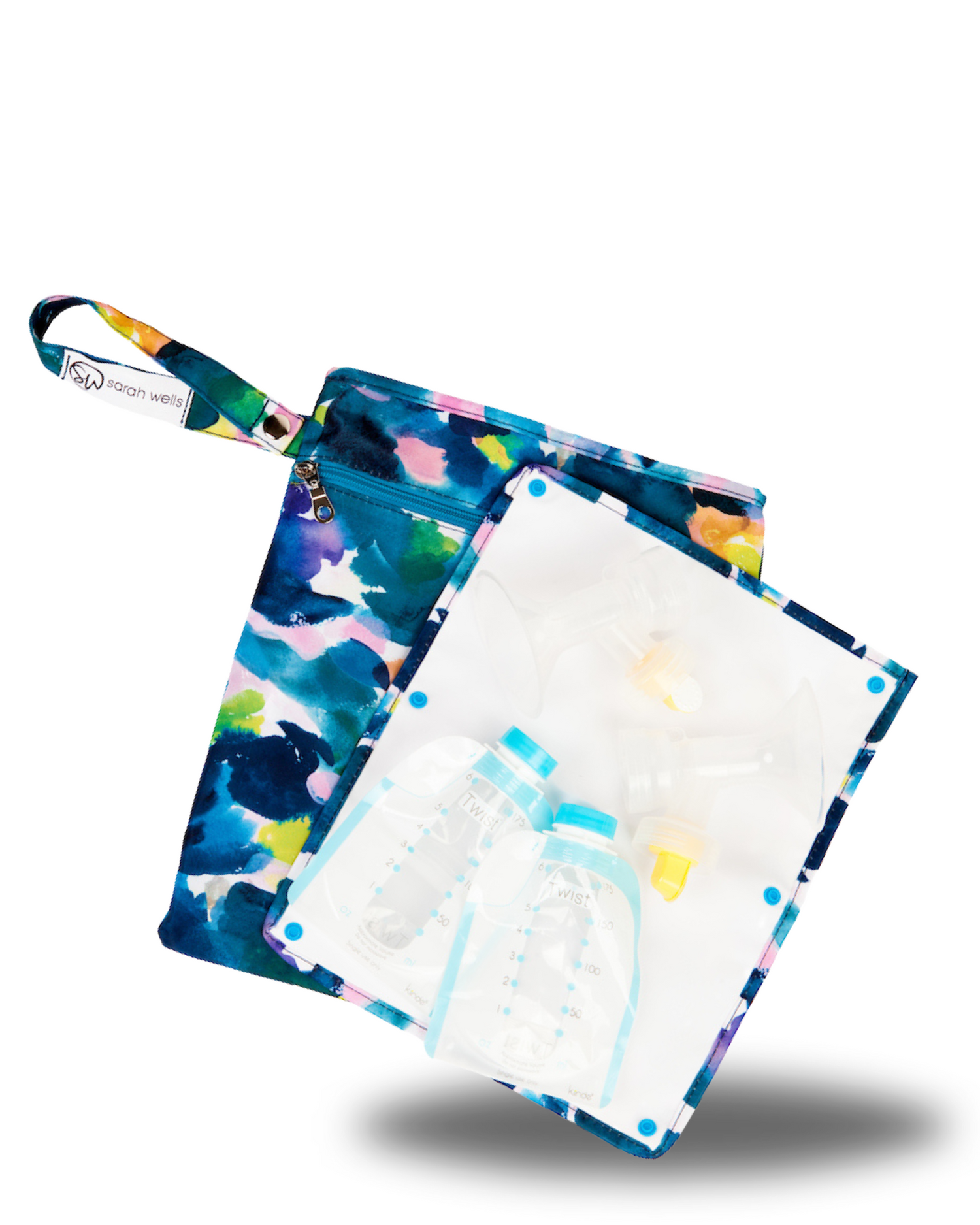 Sarah Wells Pumparoo Wet/Dry Bag – Compact Pump Parts Organizer with Waterproof Compartment &amp; Staging Mat – Machine Washable