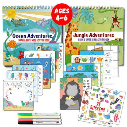 Small 7&quot; Dry Erase Activity Book (incl. 2 Washable Markers &amp; Reusable Stickers)
