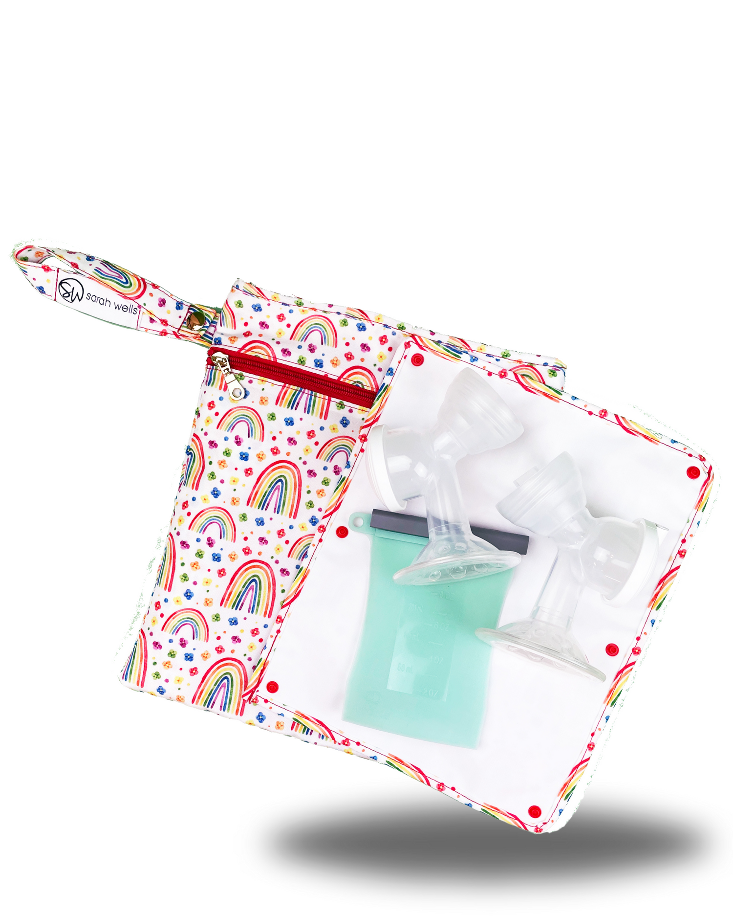 Sarah Wells Pumparoo Wet/Dry Bag – Compact Pump Parts Organizer with Waterproof Compartment &amp; Staging Mat – Machine Washable