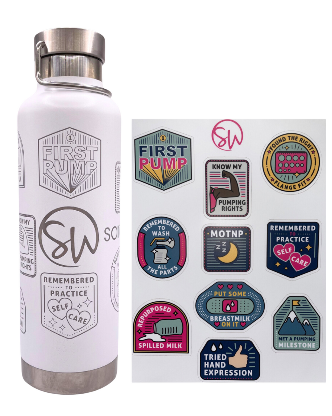 &quot;Celebrate &amp; Hydrate&quot; Water Bottle &amp; Badge Stickers