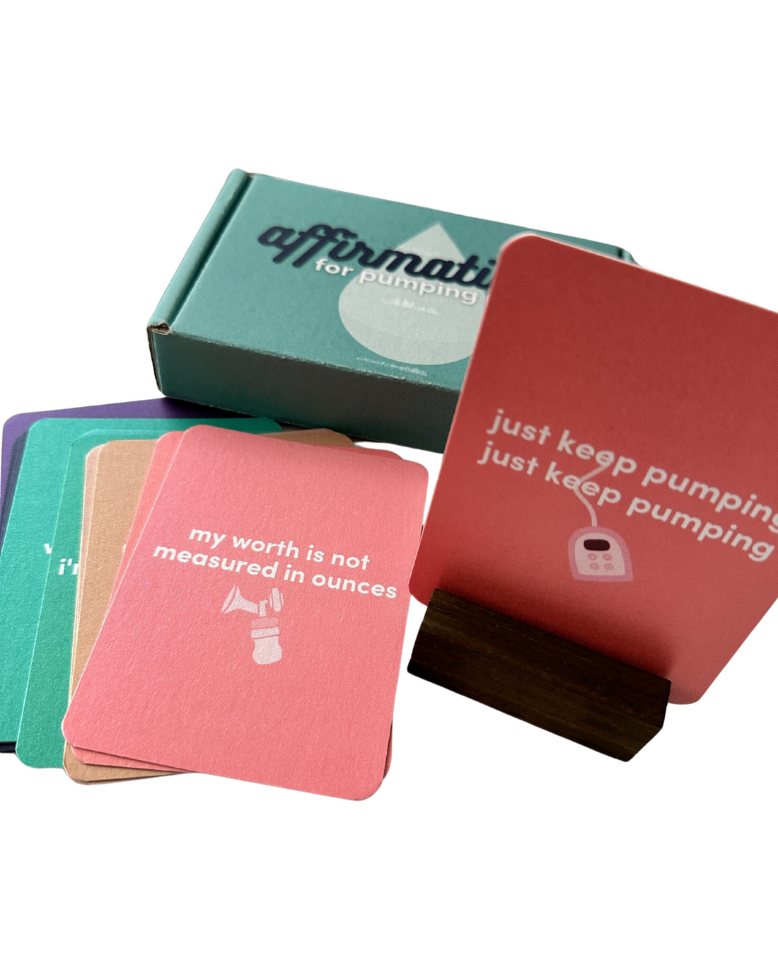 Affirmation Cards with Wood Stand x Pump_Momma_Pump