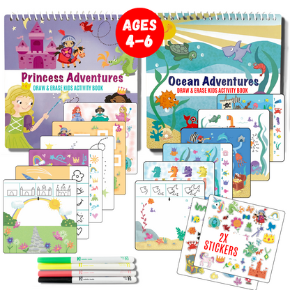 Small 7&quot; Dry Erase Activity Book (incl. 2 Washable Markers &amp; Reusable Stickers)