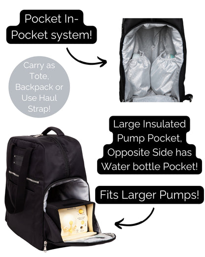 Sarah Wells Kelly Breast Pump Backpack &amp; Tote  – Insulated Pocket, Laptop Sleeve &amp; Easy-Clean Interior – Fits All Pumps for Moms