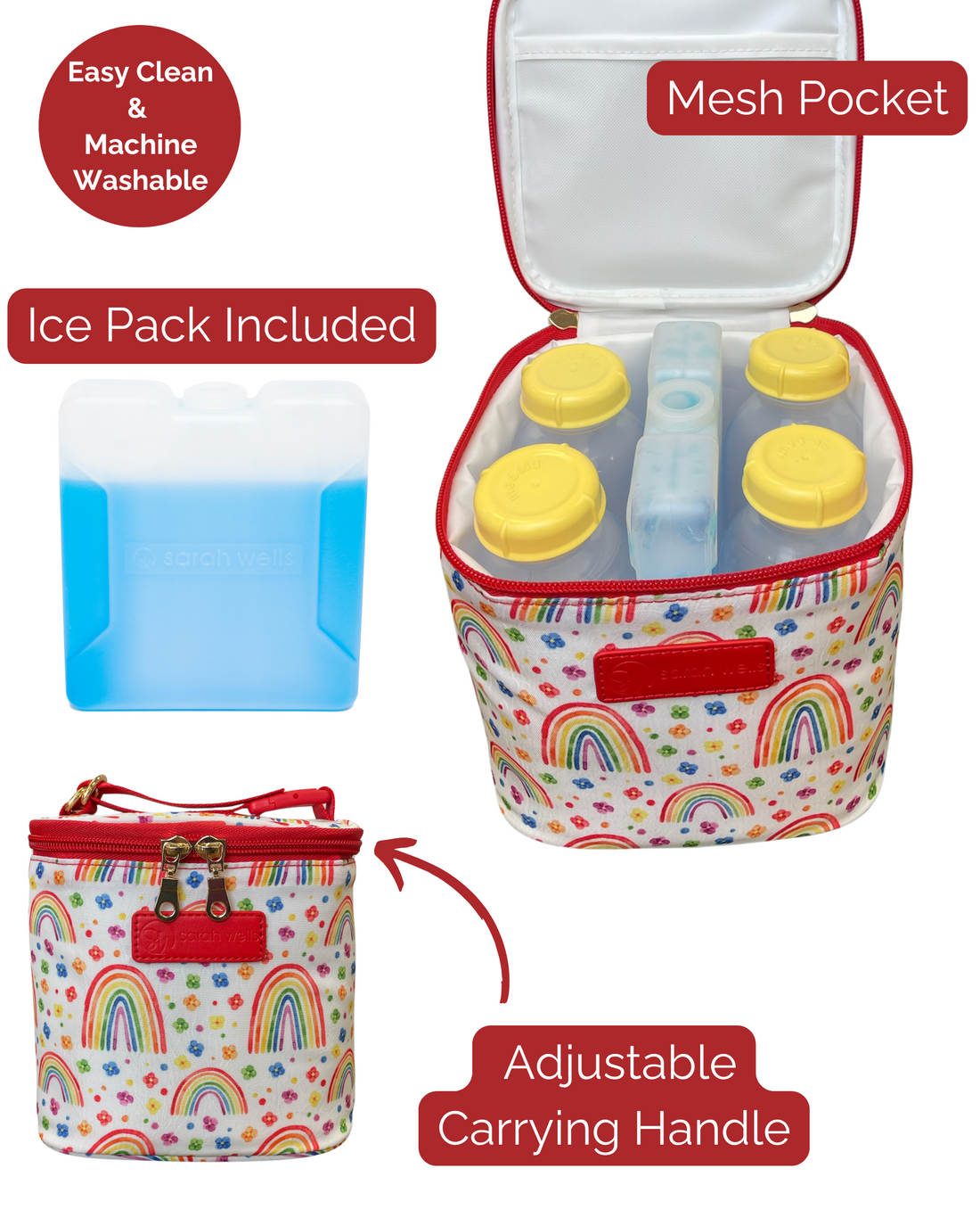Cold Gold Breastmilk Cooler Bag (Ice Pack Included) (Rainbows)