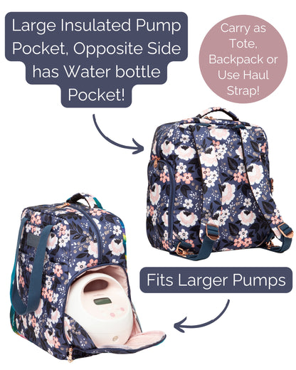 Sarah Wells Kelly Breast Pump Backpack &amp; Tote  – Insulated Pocket, Laptop Sleeve &amp; Easy-Clean Interior – Fits All Pumps for Moms