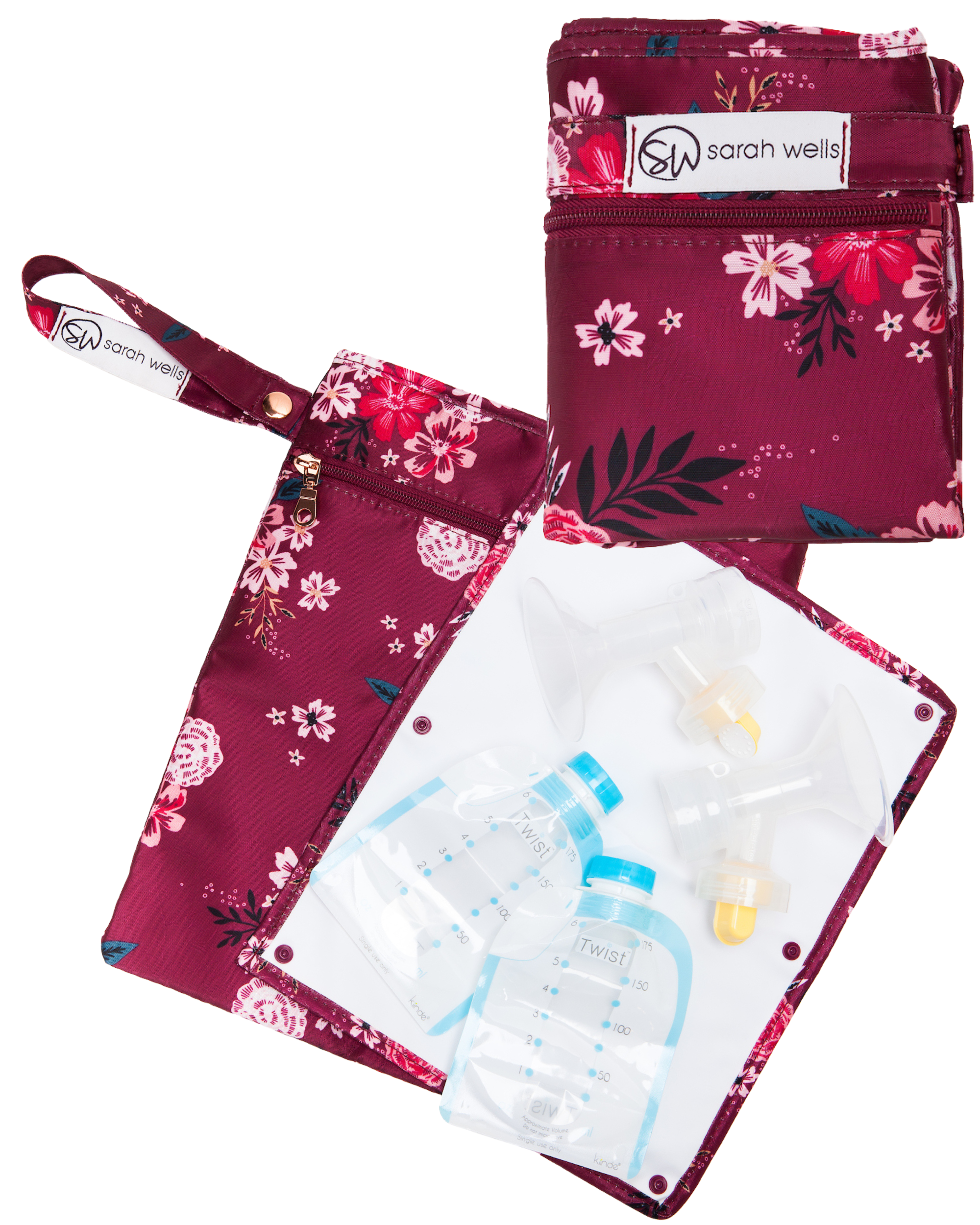 Pumparoo Wet/Dry Bag with Staging Mat® (Berry Bloom)