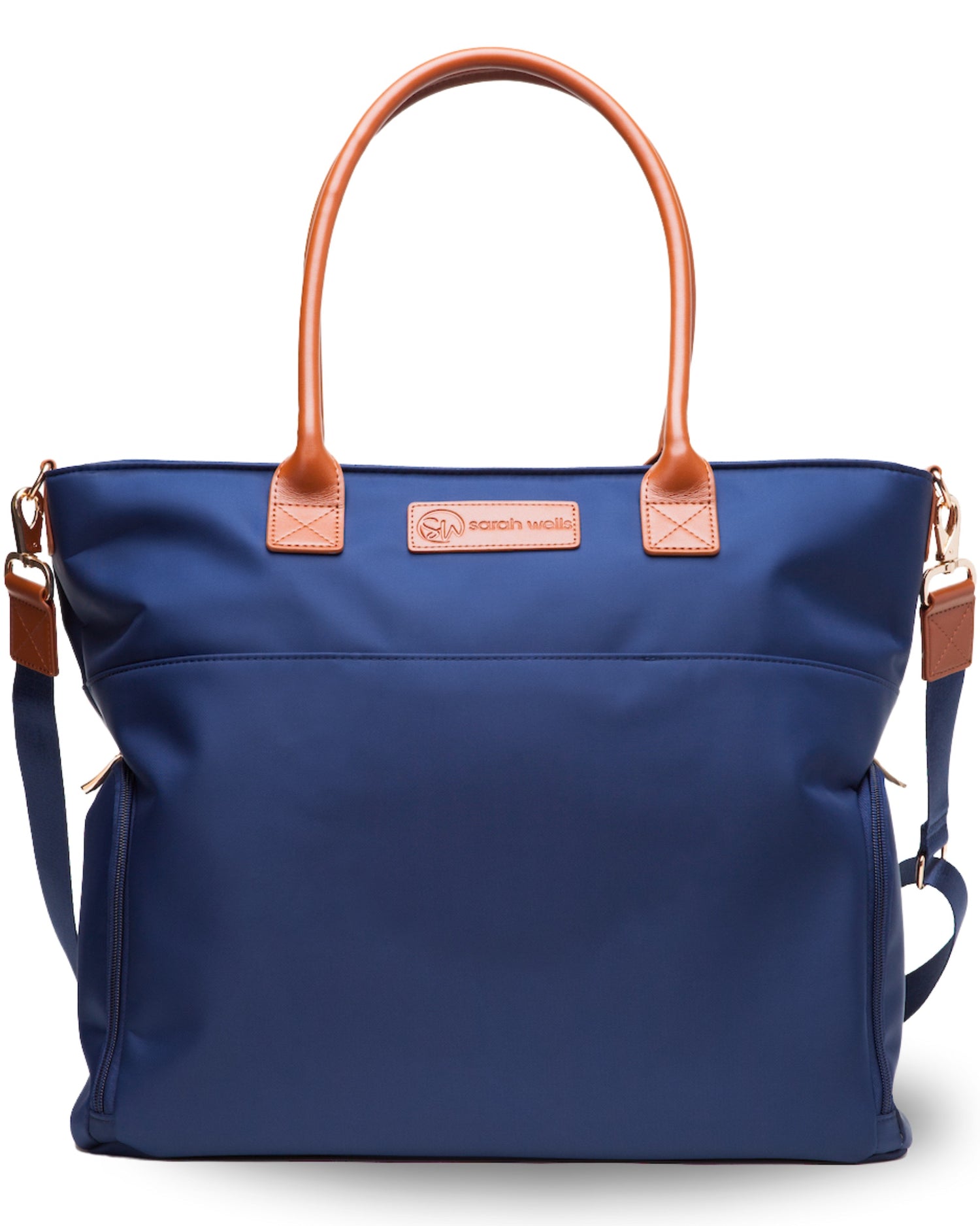 Sarah Wells Abby Breast Pump Tote – Real Leather Straps – Insulated Pockets, Laptop Storage &amp; Easy-Clean Interior