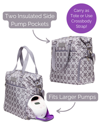 Sarah Wells Lizzy Breast Pump Tote – Lightweight, Easy-Clean Bag with Insulated Pocket, Laptop Sleeve &amp; Side Storage – Fits Pumps &amp; More