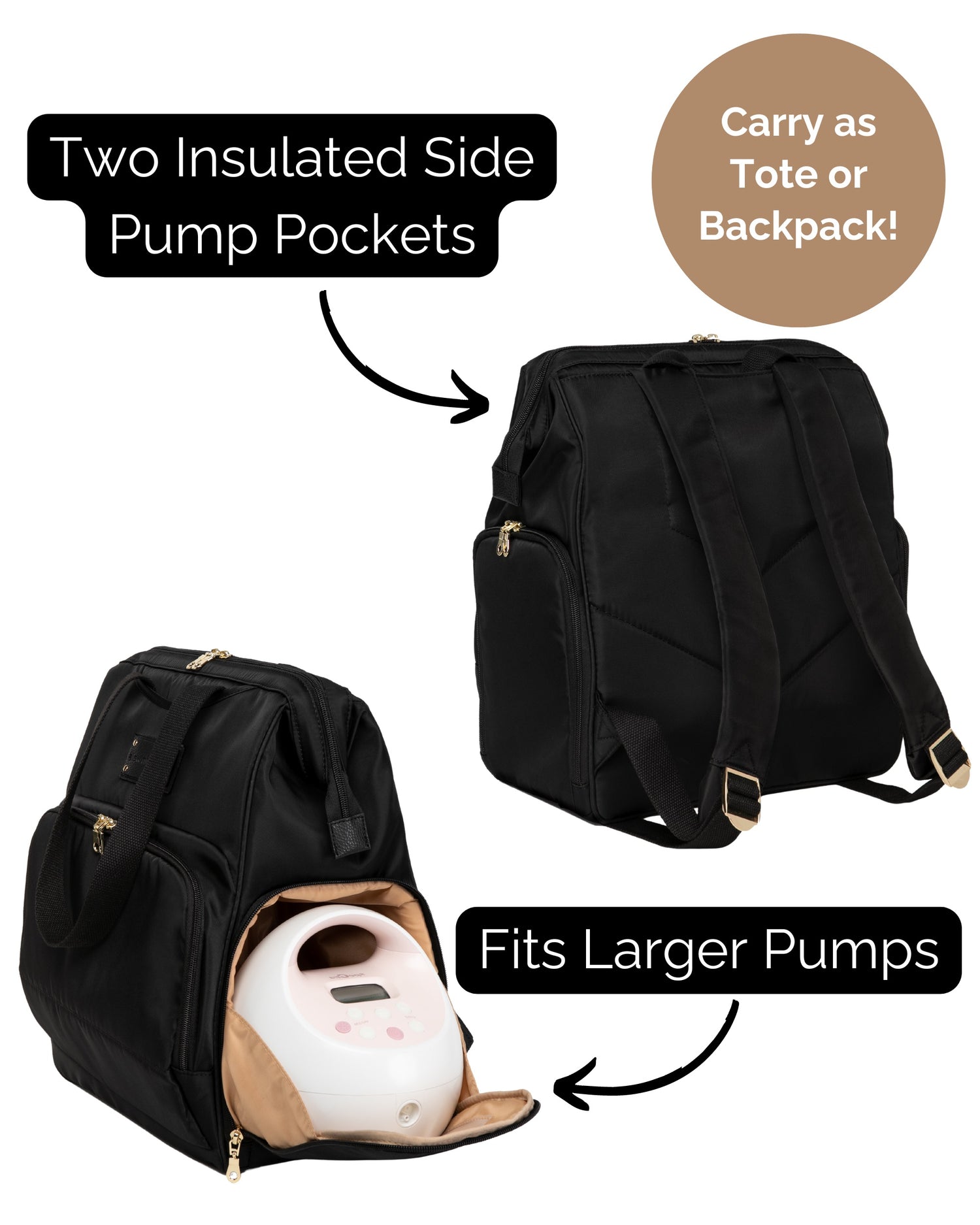 Sarah Wells Norah Breast Pump Backpack – Pumping Bag with Insulated Milk Storage, Laptop Sleeve &amp; Wide-Open Frame