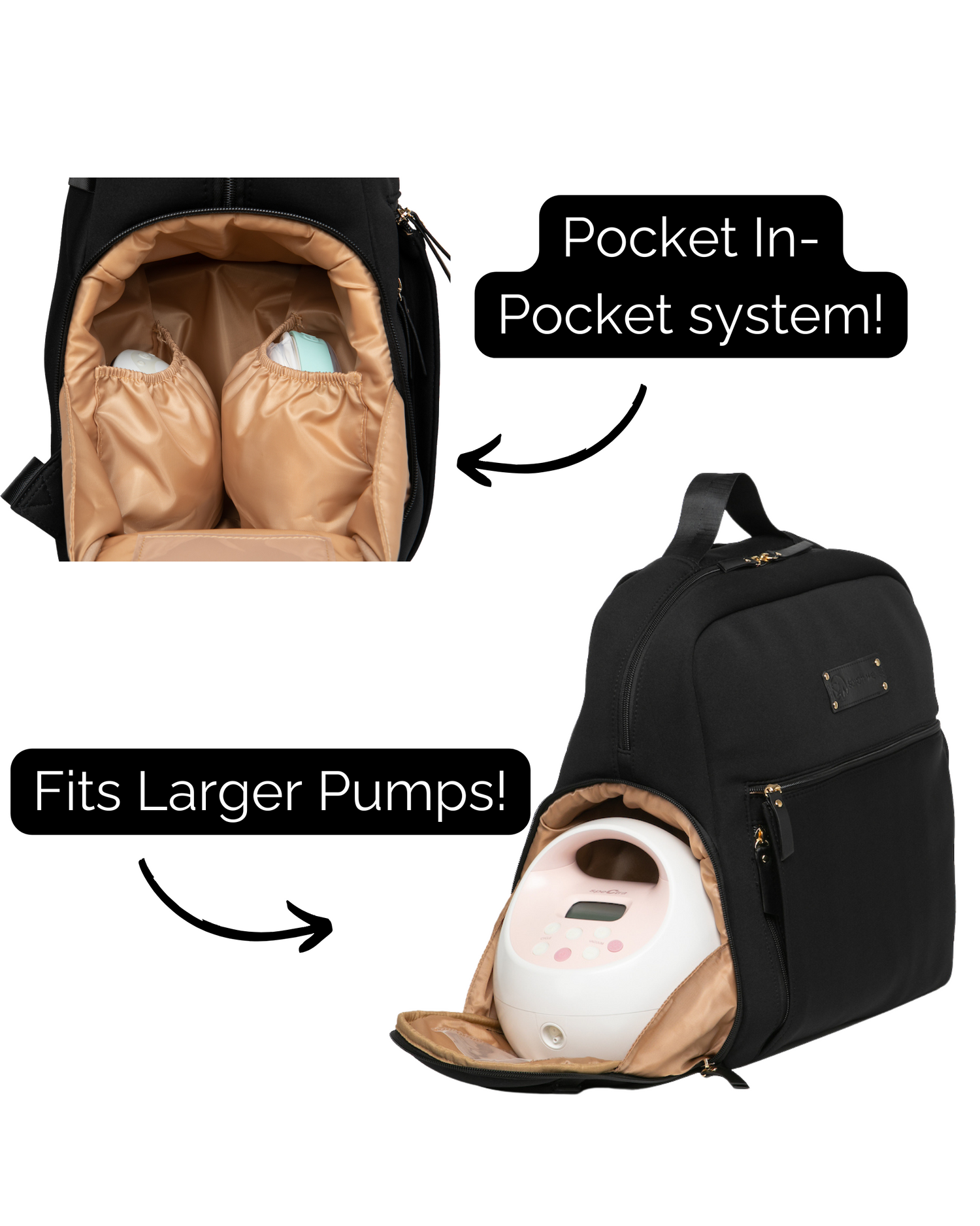 Fiona Breast Pump Backpack (Black) - Main Image