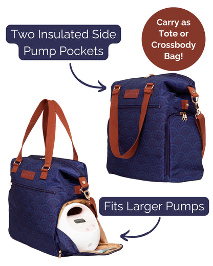 Sarah Wells Lizzy Breast Pump Tote – Lightweight, Easy-Clean Bag with Insulated Pocket, Laptop Sleeve &amp; Side Storage – Fits Pumps &amp; More