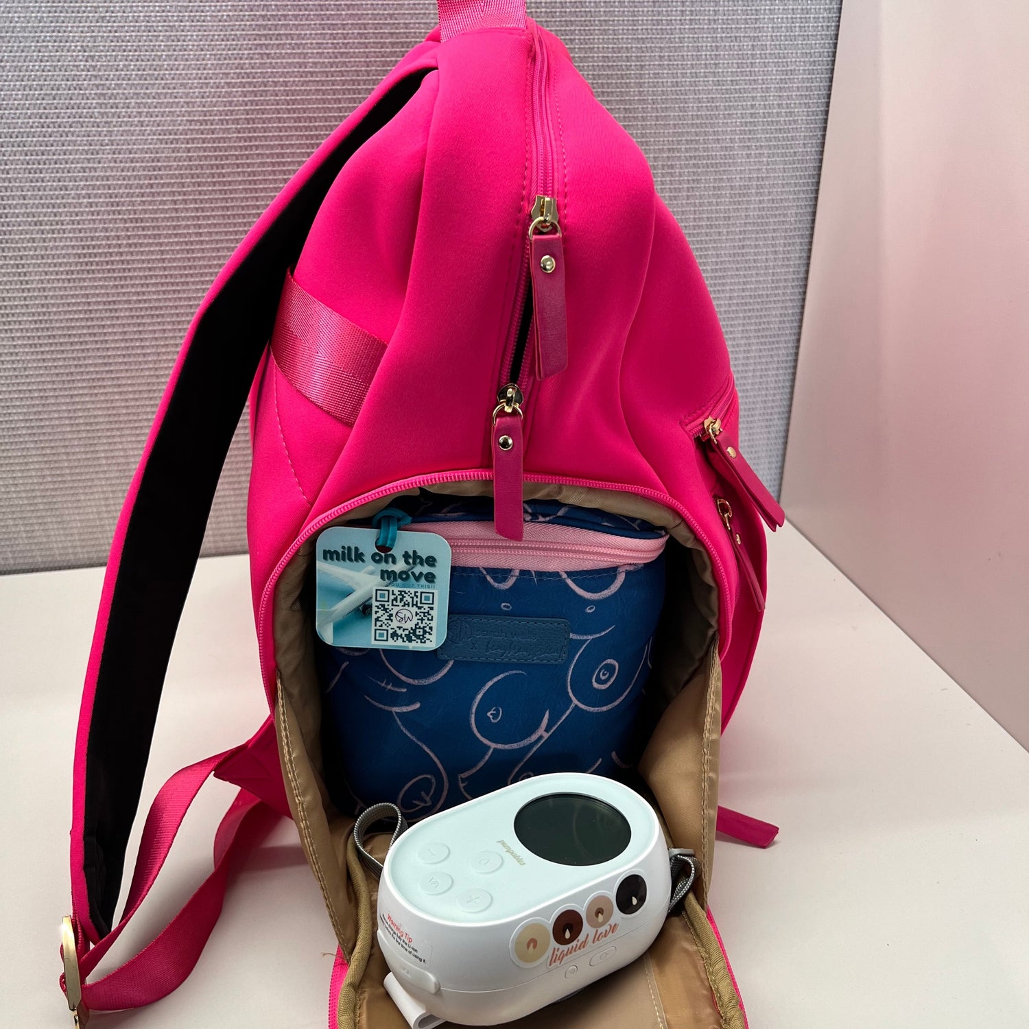 Sarah Wells Fiona Breast Pump Backpack – Neoprene, Machine Washable Bag with Insulated Storage, Laptop Sleeve &amp; Straps
