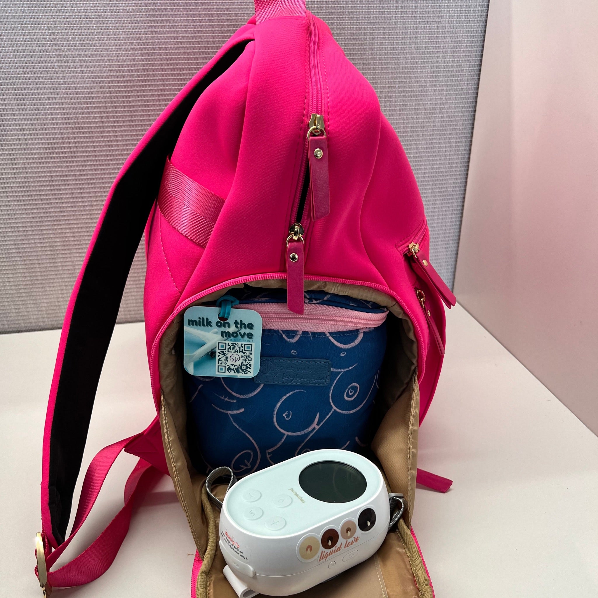 Sarah Wells Fiona Breast Pump Backpack – Neoprene, Machine Washable Bag with Insulated Storage, Laptop Sleeve &amp; Straps