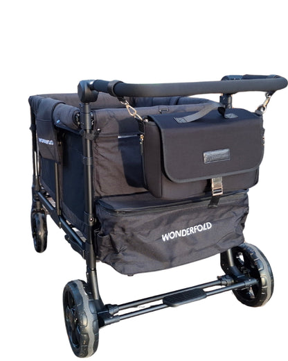 Sarah Wells Deluxe Stroller Caddy Organizer – Insulated, Machine-Washable with Crossbody Strap, Storage Pockets &amp; Luggage Sleeve