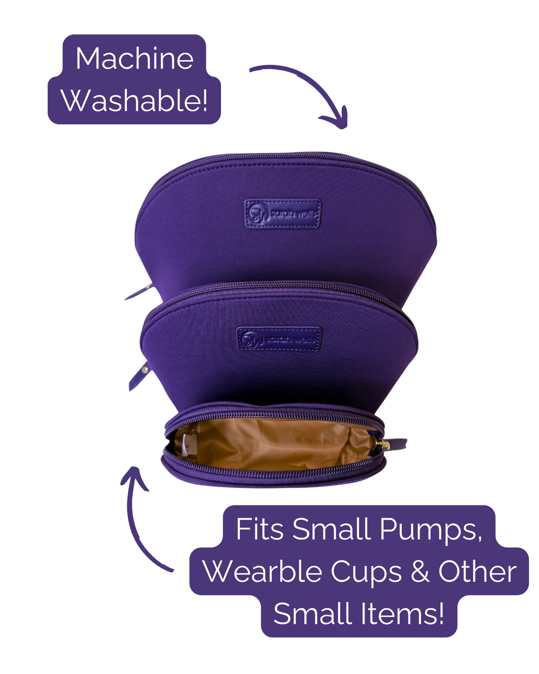 PackSWell Breast Pump Accessory Organizer Bags (Purple)